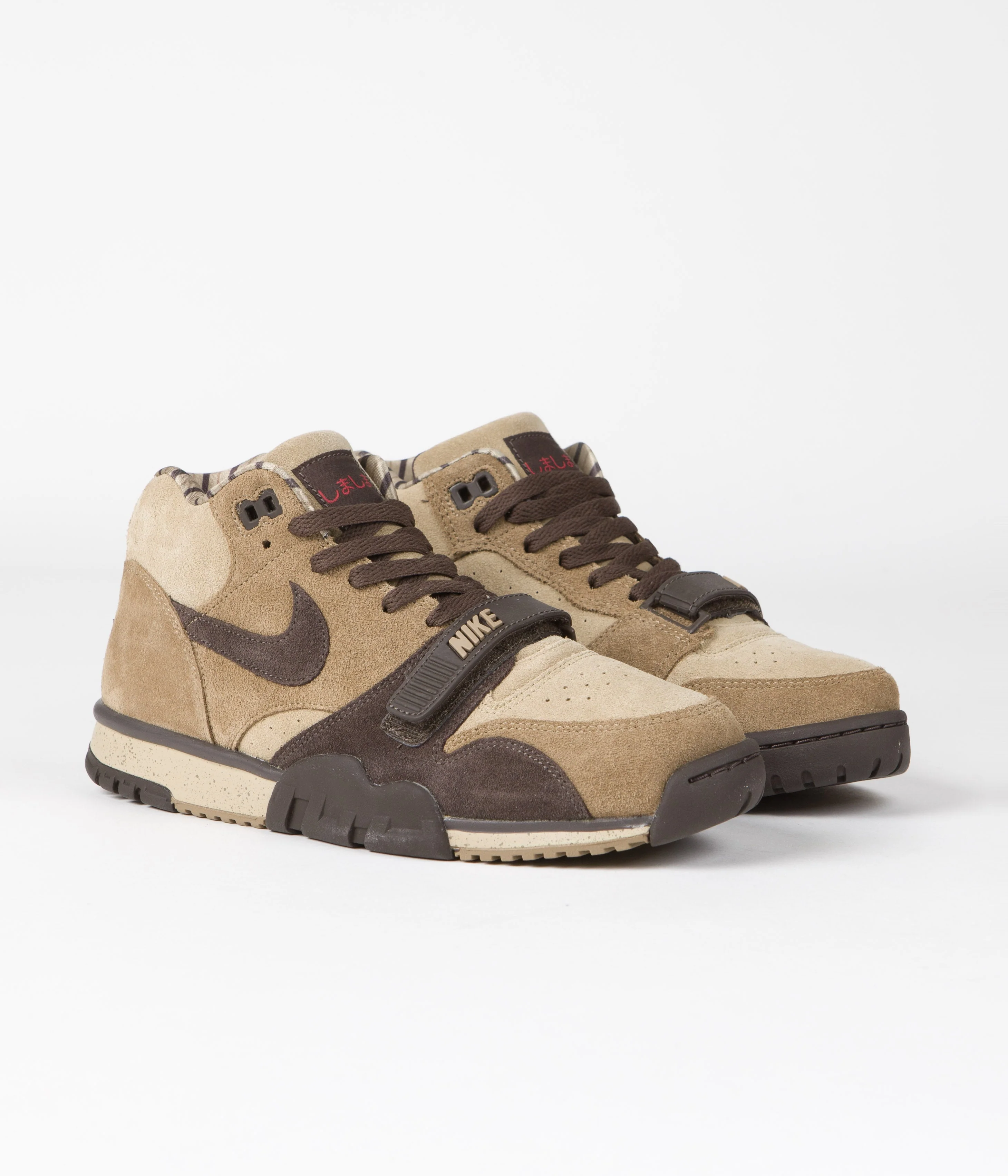 Nike Air Trainer 1 Shoes - Hay / Baroque Brown - Taupe - Varsity Red - Image 2