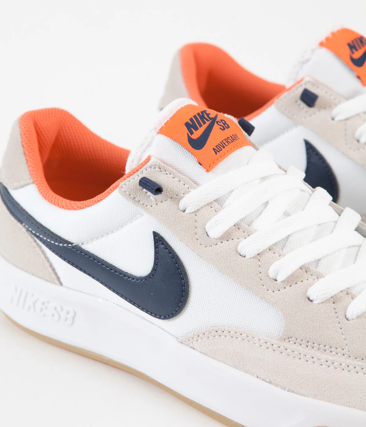 Nike SB Adversary Premium Shoes - White / Midnight Navy - Turf Orange - Image 4