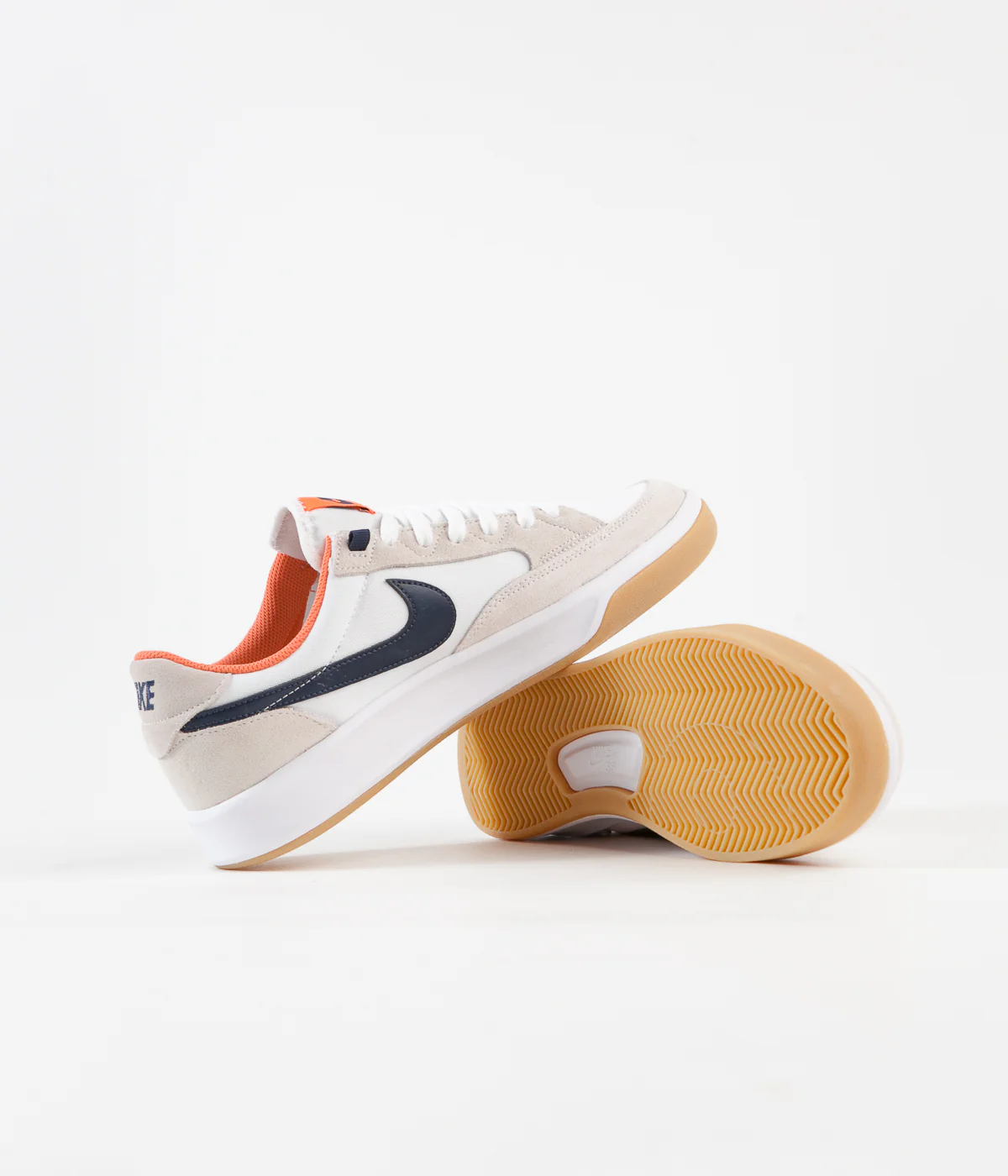 Nike SB Adversary Premium Shoes - White / Midnight Navy - Turf Orange - Image 6