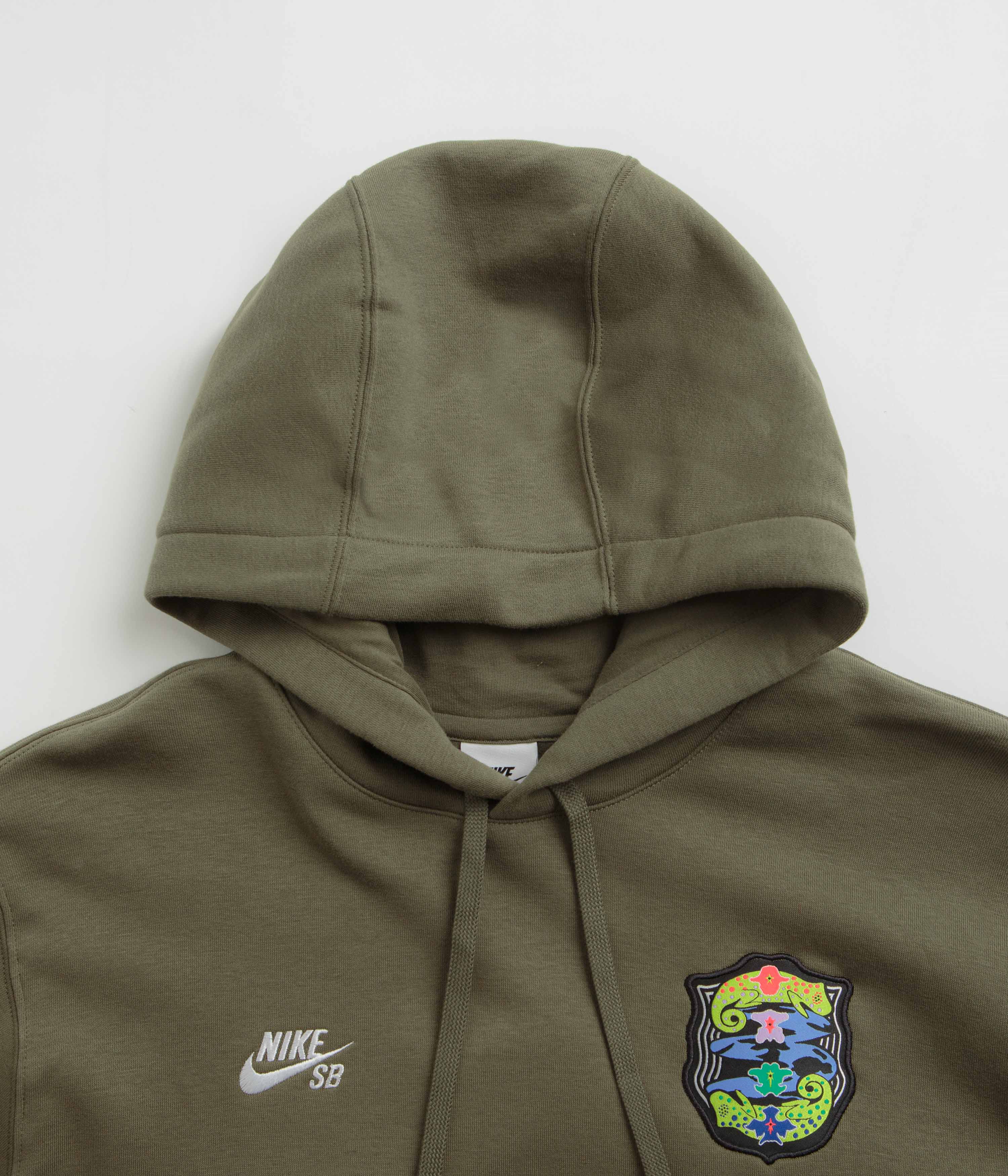 Nike SB Agnostic Hoodie - Medium Olive / White - Image 3