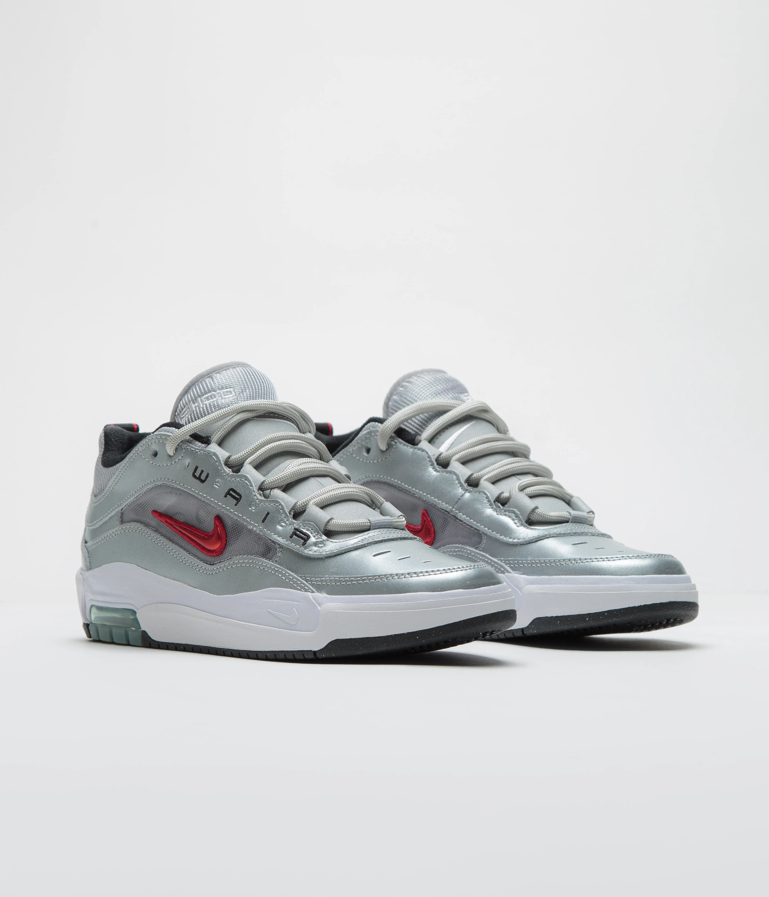 Nike SB Air Max Ishod Premium 'Silver Bullet' Shoes - Metallic Silver / Varsity Red - Image 3