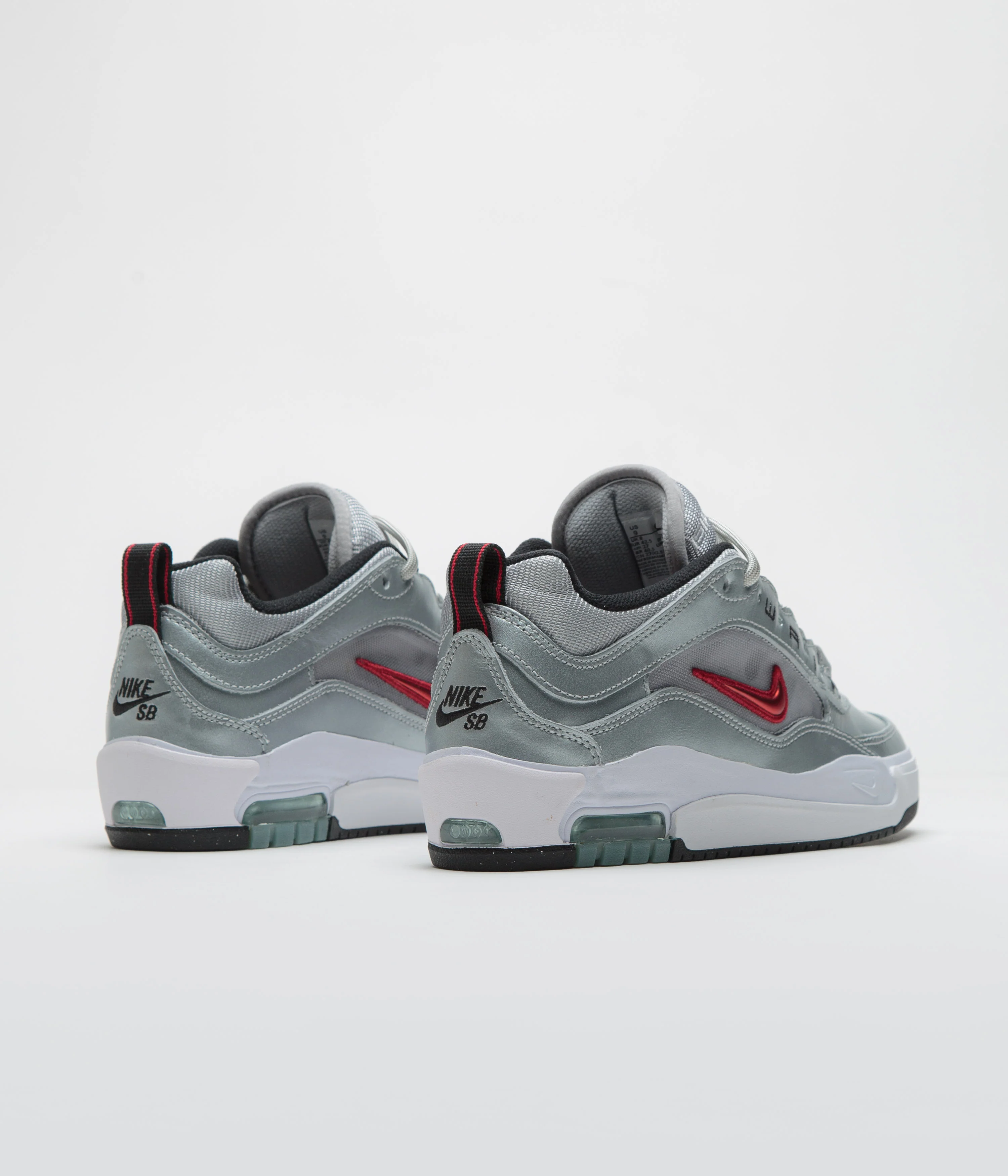 Nike SB Air Max Ishod Premium 'Silver Bullet' Shoes - Metallic Silver / Varsity Red - Image 5