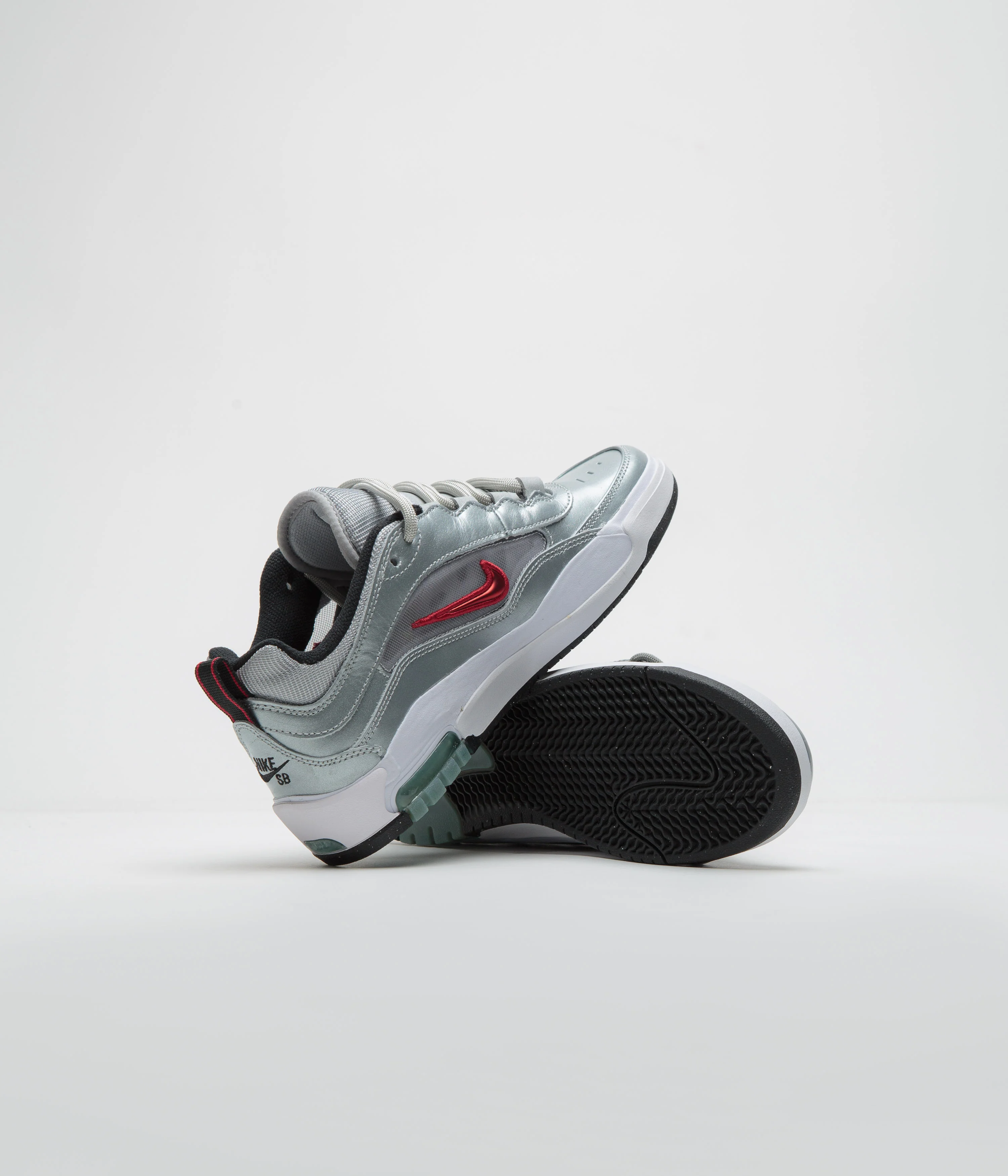 Nike SB Air Max Ishod Premium 'Silver Bullet' Shoes - Metallic Silver / Varsity Red - Image 7