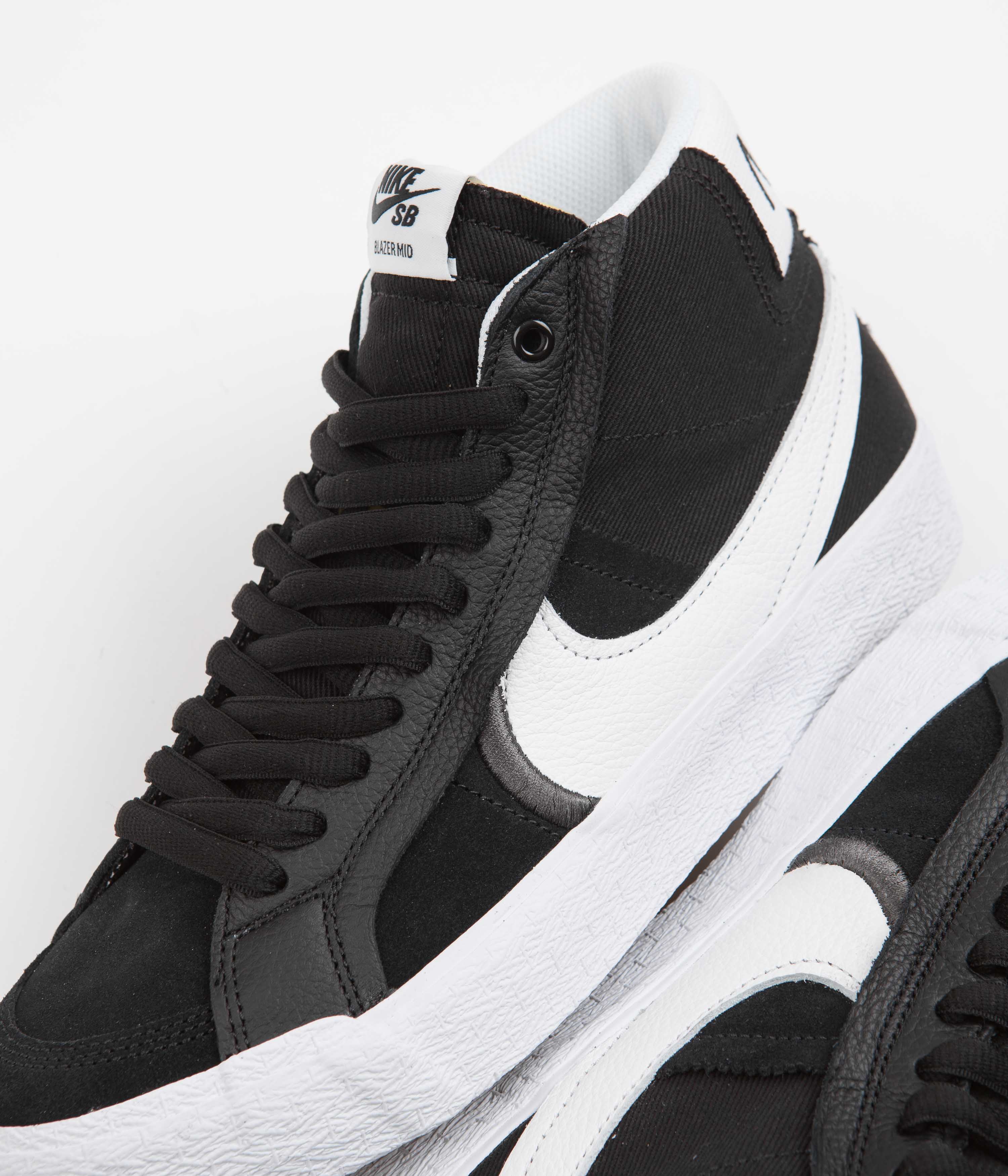 Nike SB Blazer Mid Premium Plus Shoes - Black / White - Image 3