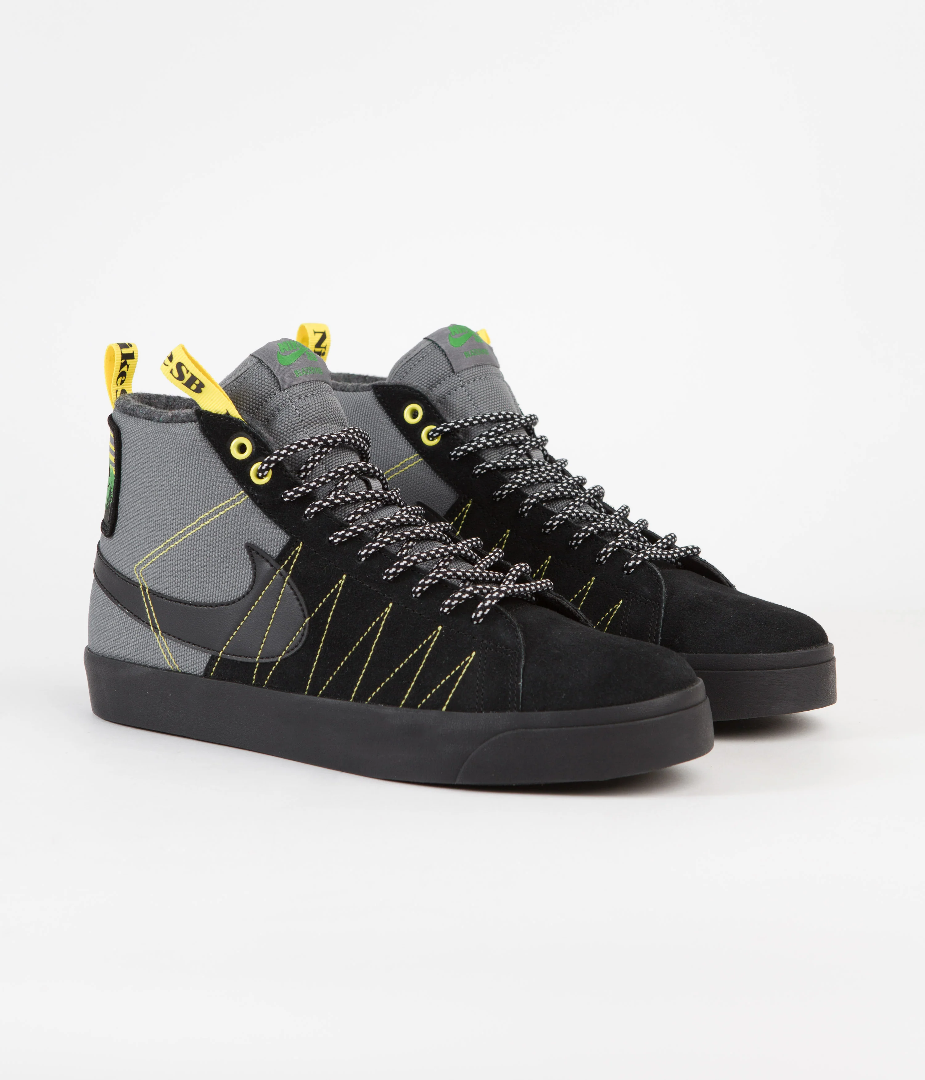 Nike SB Blazer Mid Premium Shoes - Cool Grey / Black - White - Yellow Strike - Image 2