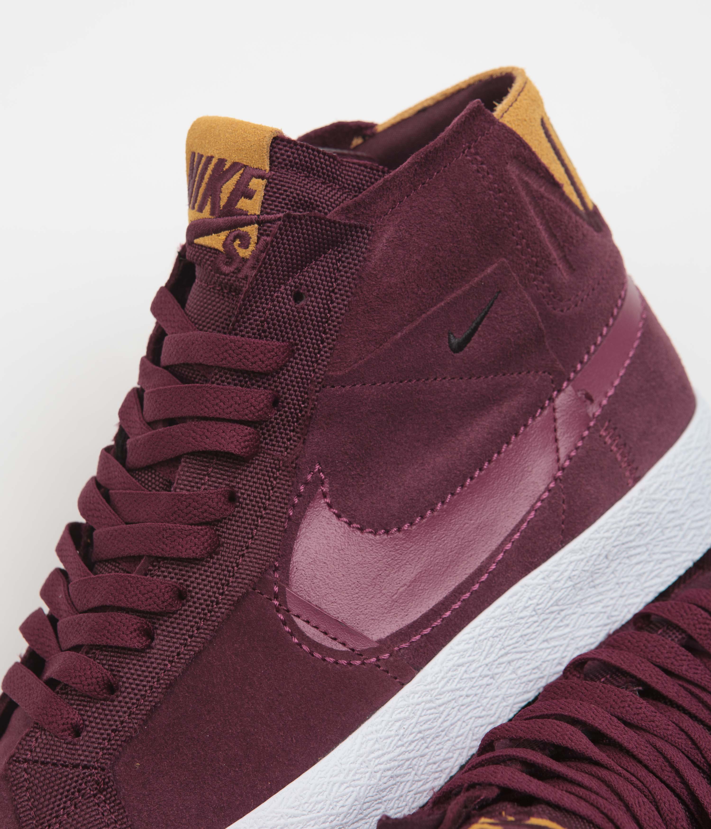 Nike SB Blazer Mid Premium Shoes - Night Maroon / Rosewood - Night Maroon - White - Image 2