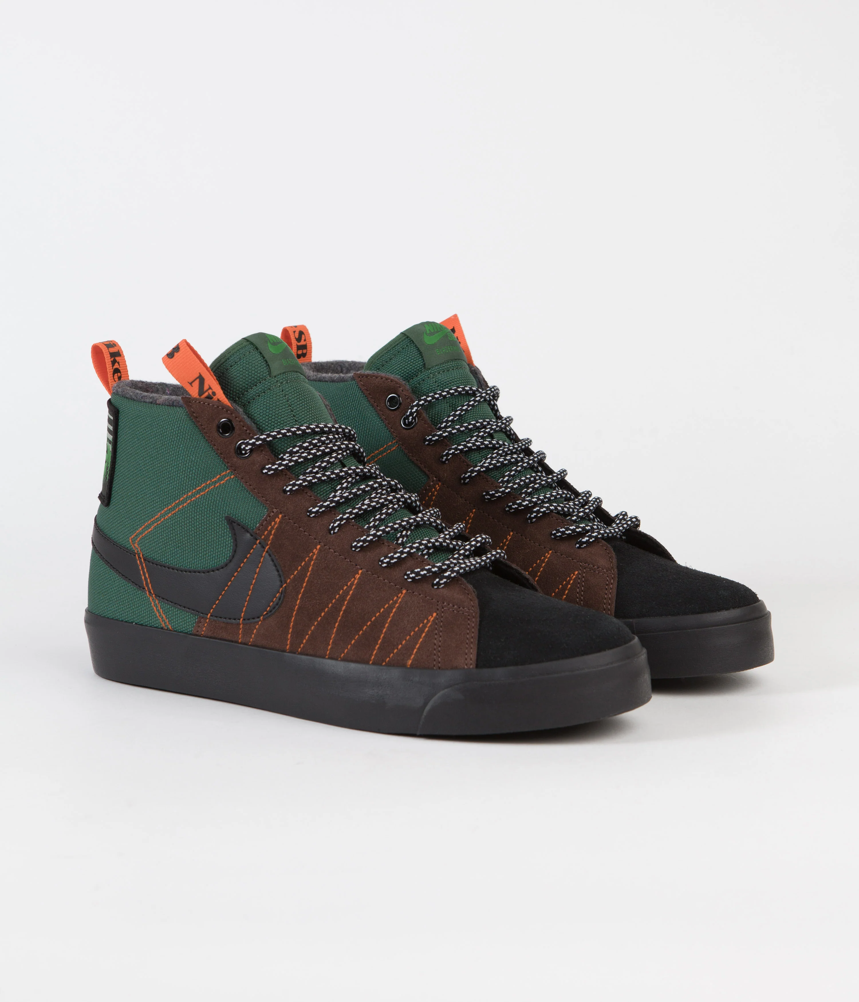 Nike SB Blazer Mid Premium Shoes - Noble Green / Black - White - Safety Orange - Image 2