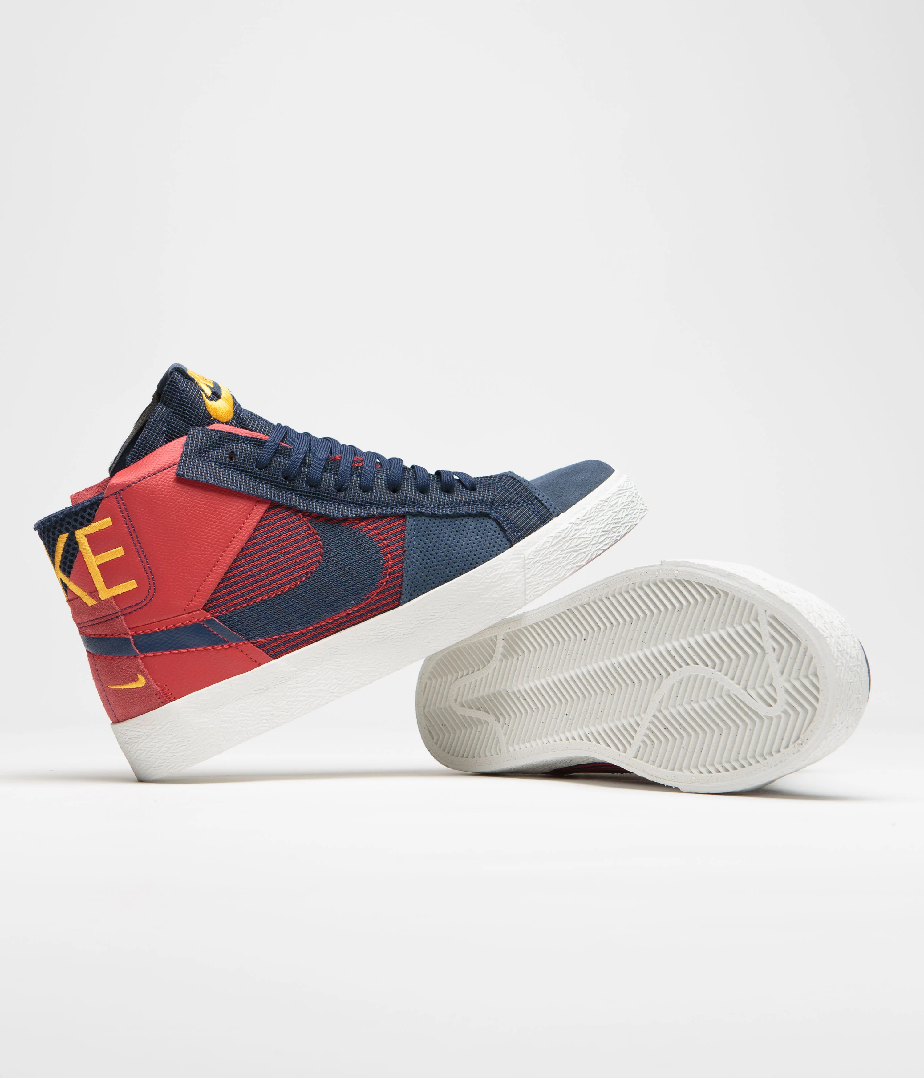Nike SB Blazer Mid Premium Shoes - University Red / Midnight Navy - Image 5