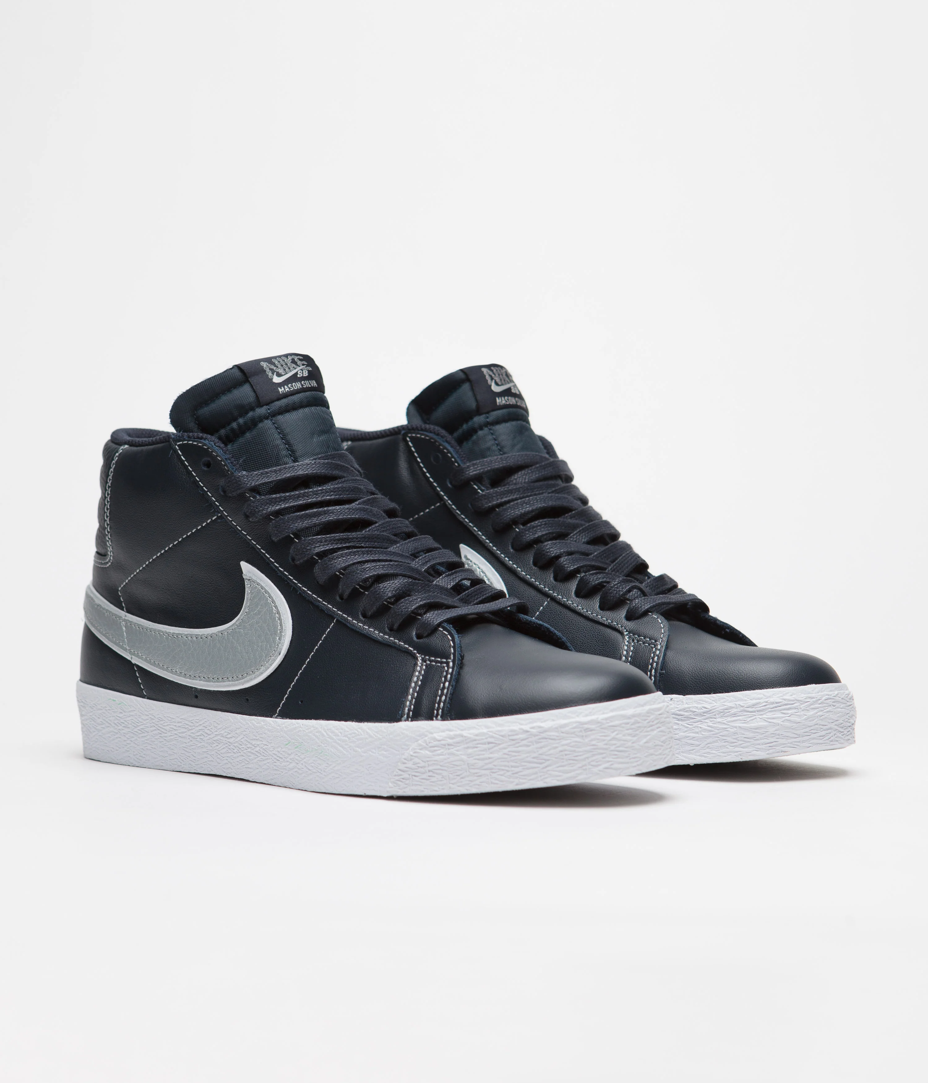 Nike SB Blazer Mid Shoes - Blackened Blue / Wolf Grey - Blackened Blue - Image 2
