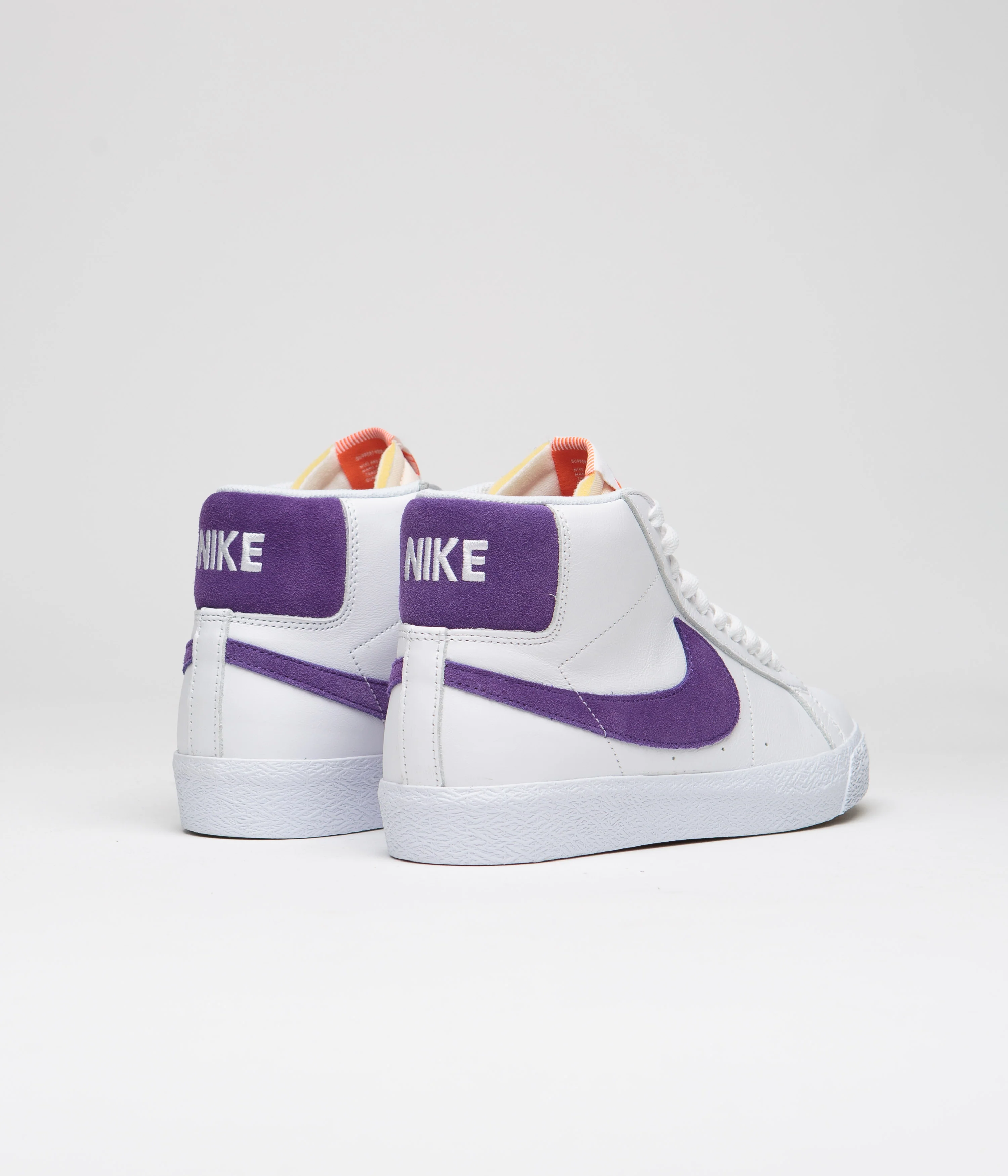 Nike SB Blazer Mid Shoes - White / Court Purple - White - Gum Light Brown - Image 4