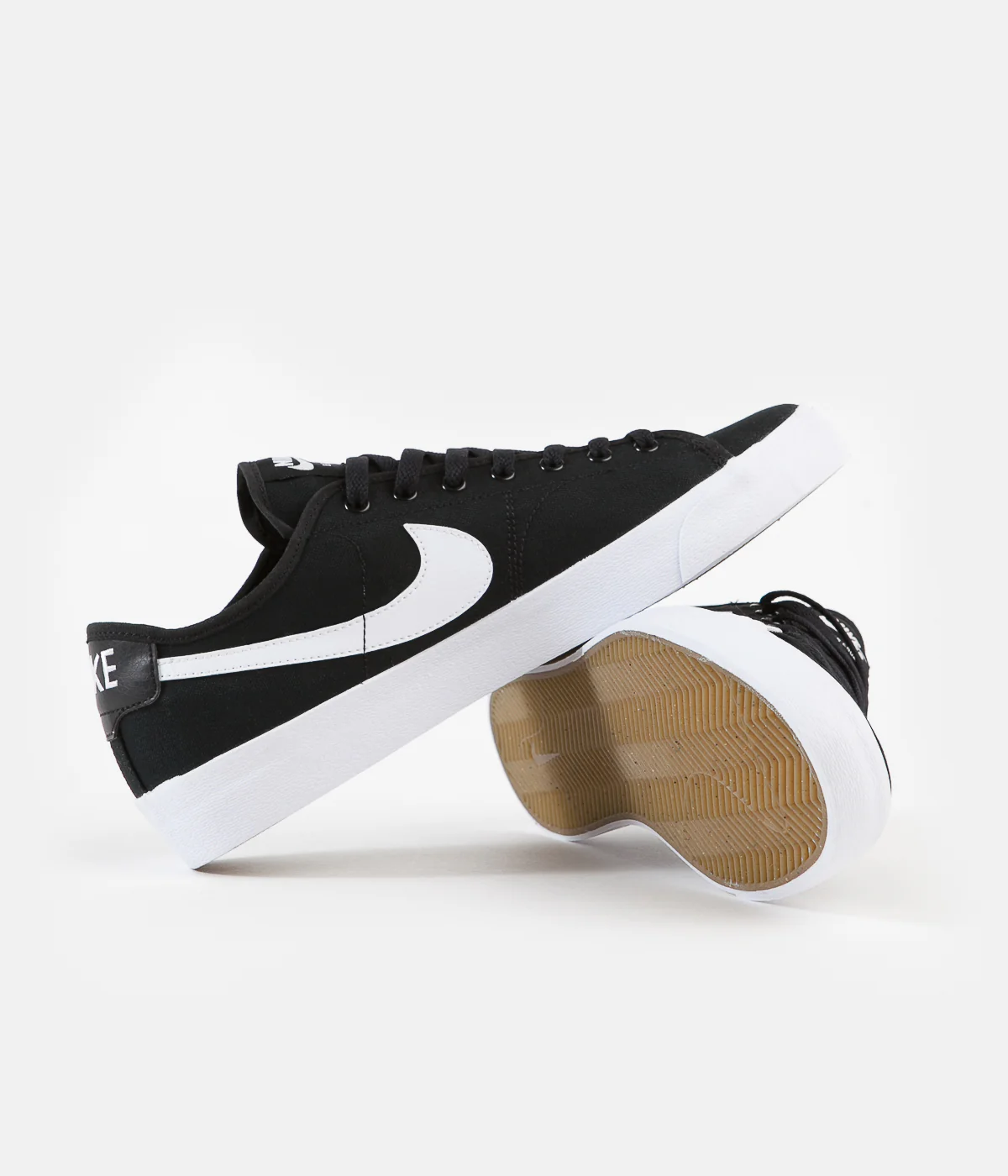 Nike SB Blazer Court Shoes - Black / White - Black - Gum Light Brown - Image 5