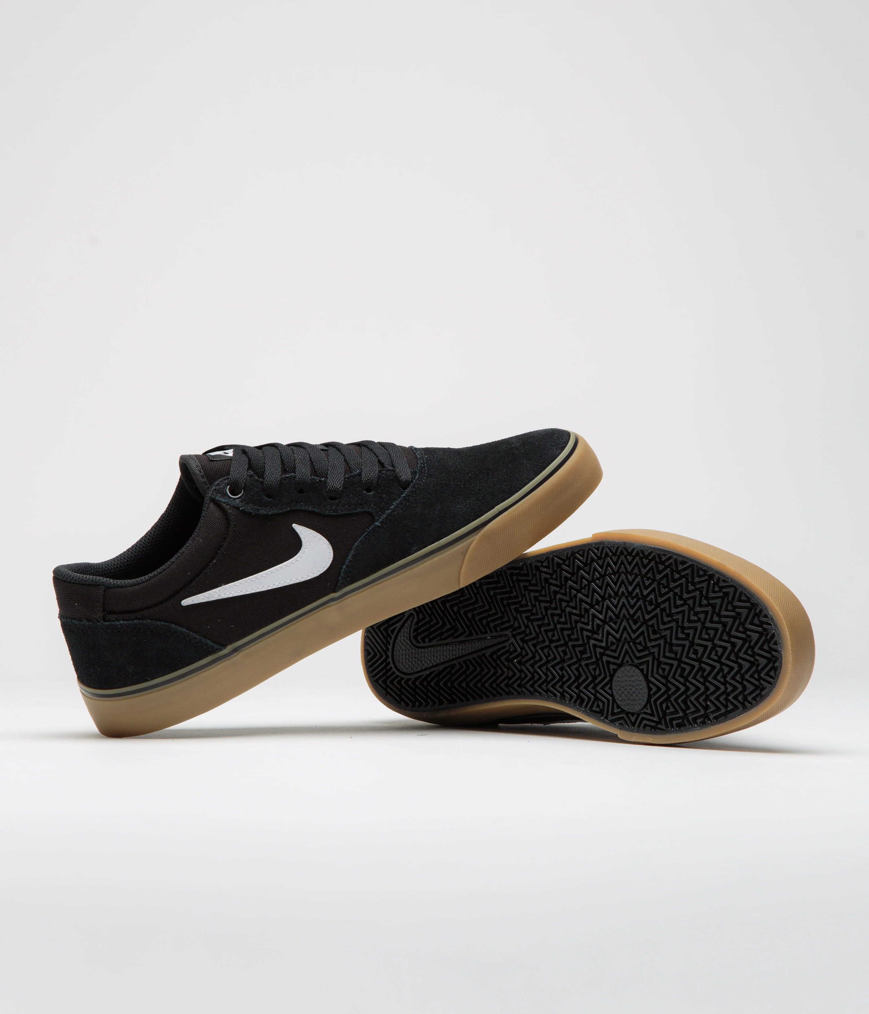 Nike SB Chron 2 Shoes - Black / White - Black - Gum Light Brown - Image 5