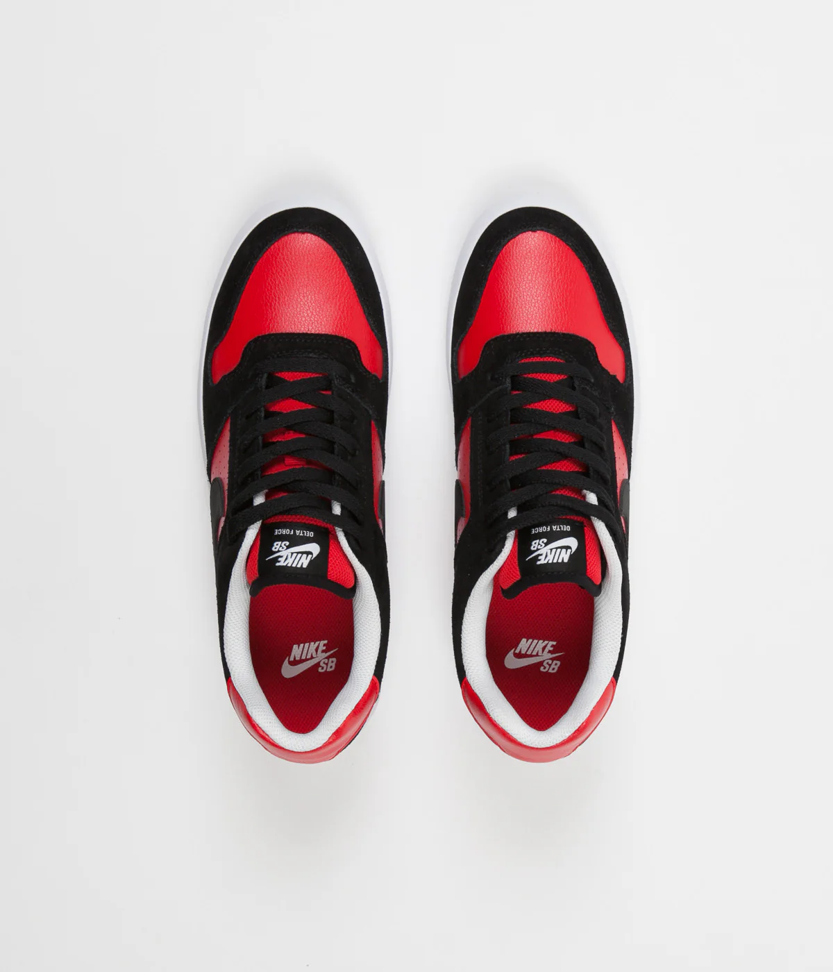 Nike SB Delta Force Vulc Shoes - Black / Black - University Red - White - Image 7
