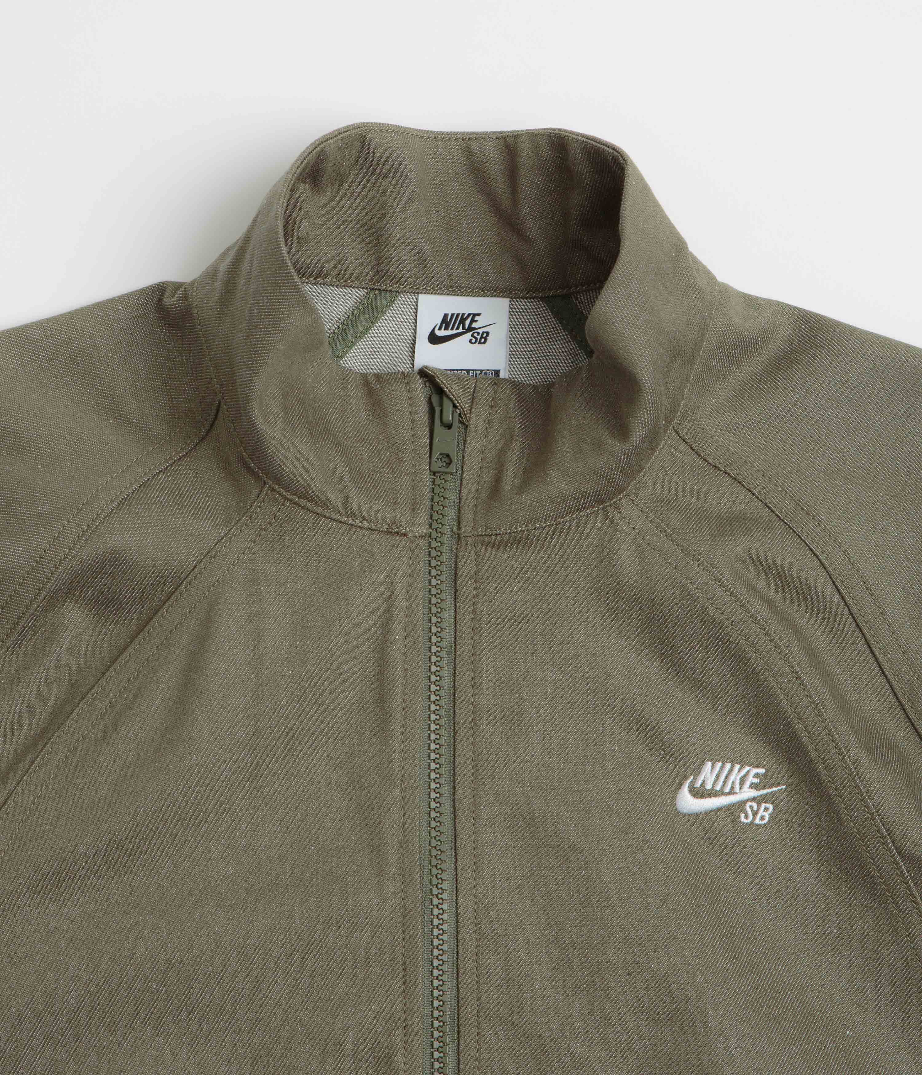 Nike SB Denim Track Jacket - Medium Olive / White - Image 4