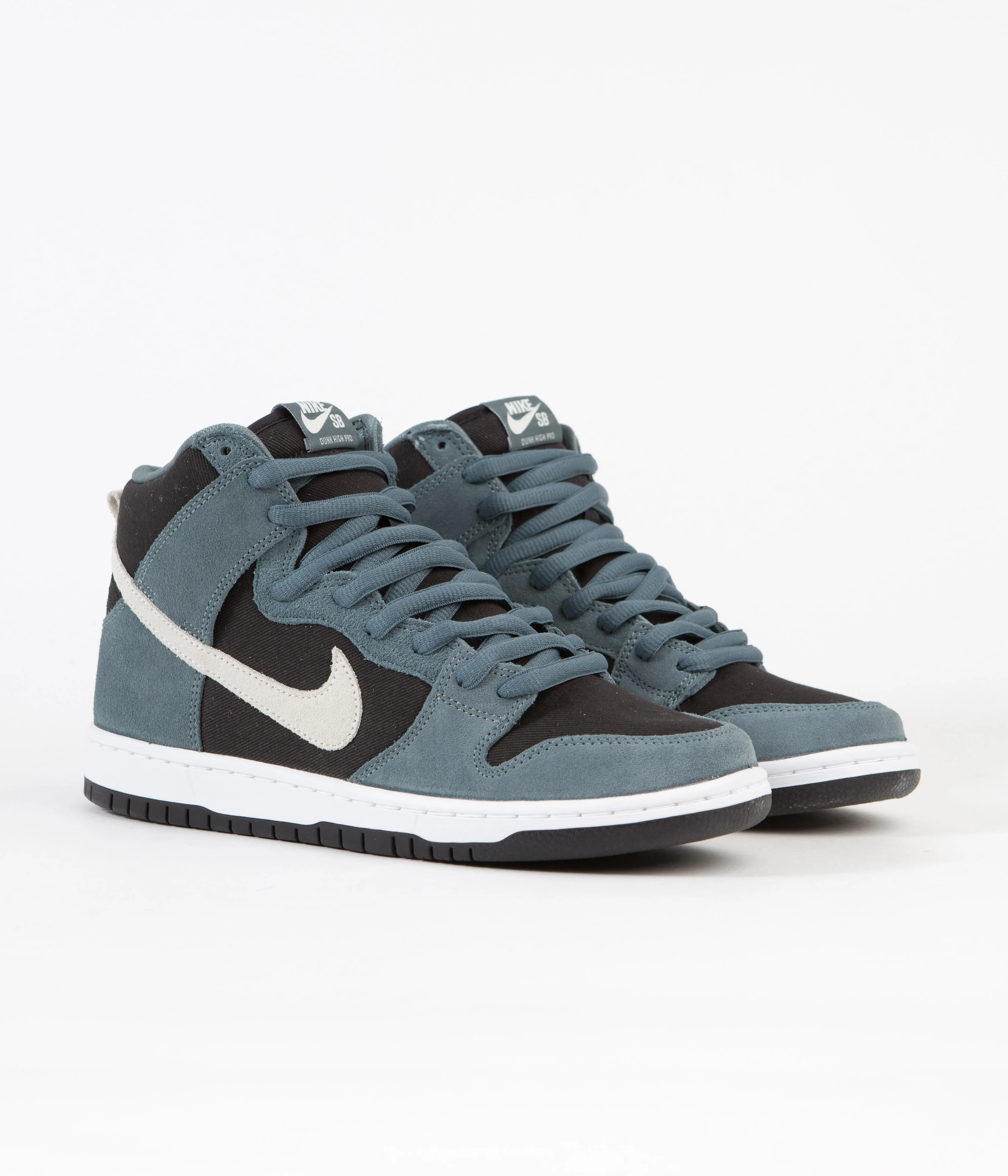 Nike SB Dunk High Pro Shoes - Mineral Slate / Sail - Black - White - Image 2