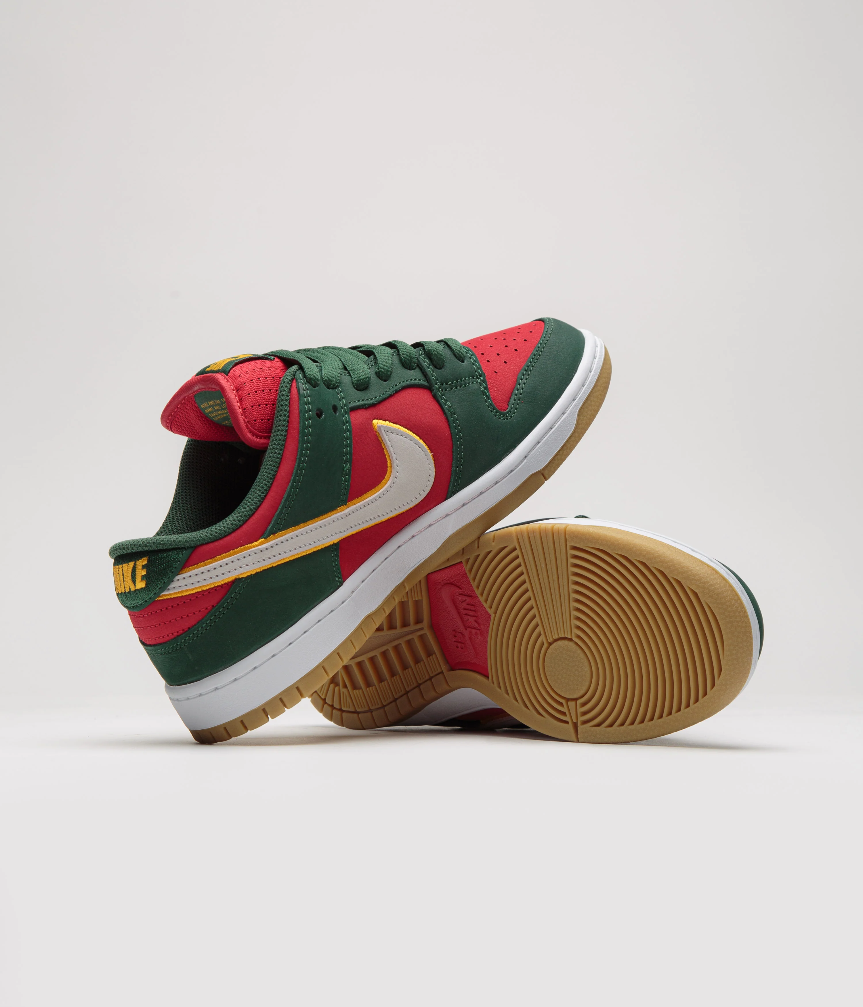Nike SB Dunk Low Pro Premium Shoes - Fir / White - University Gold - Fire Red - Image 4