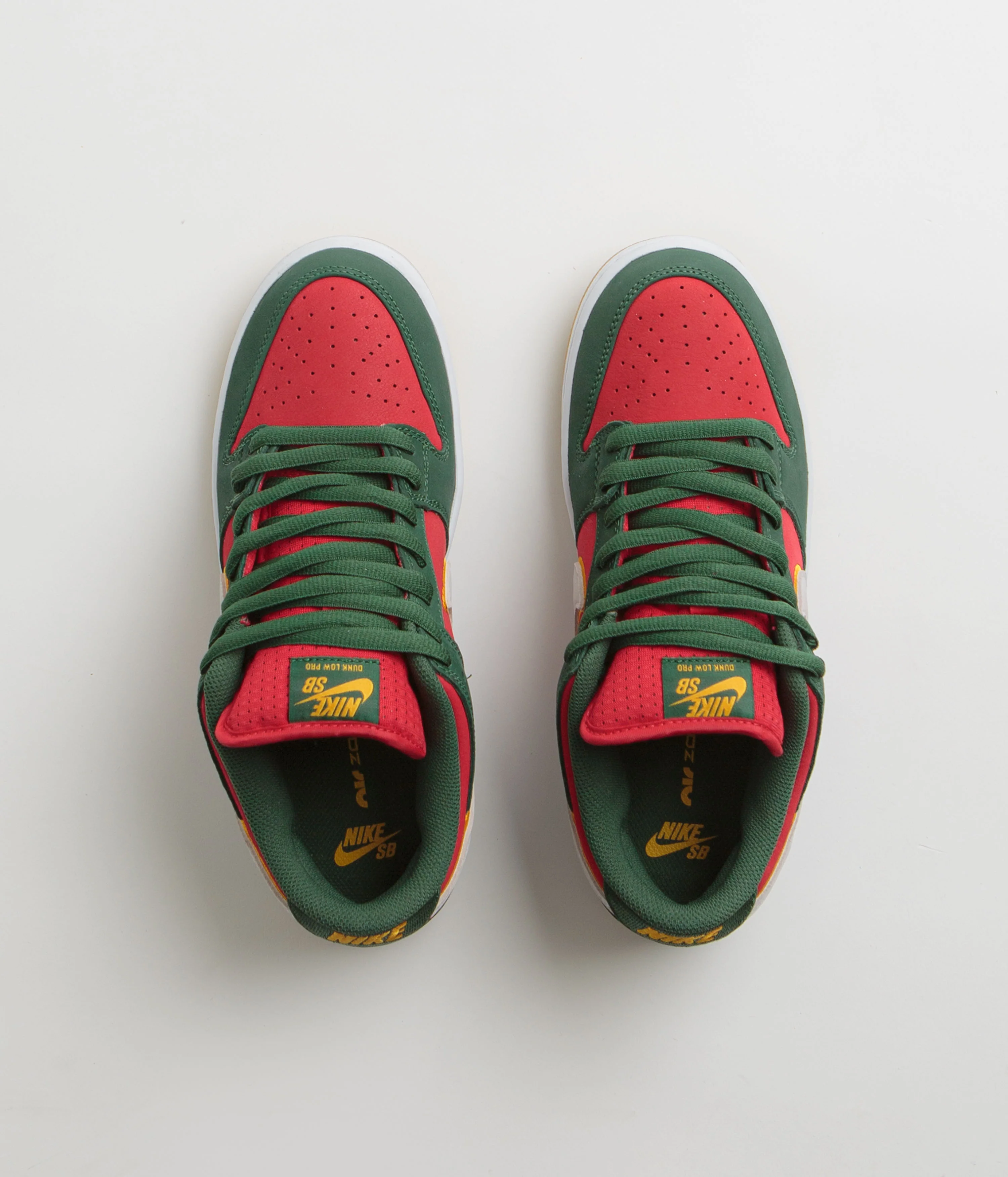 Nike SB Dunk Low Pro Premium Shoes - Fir / White - University Gold - Fire Red - Image 6
