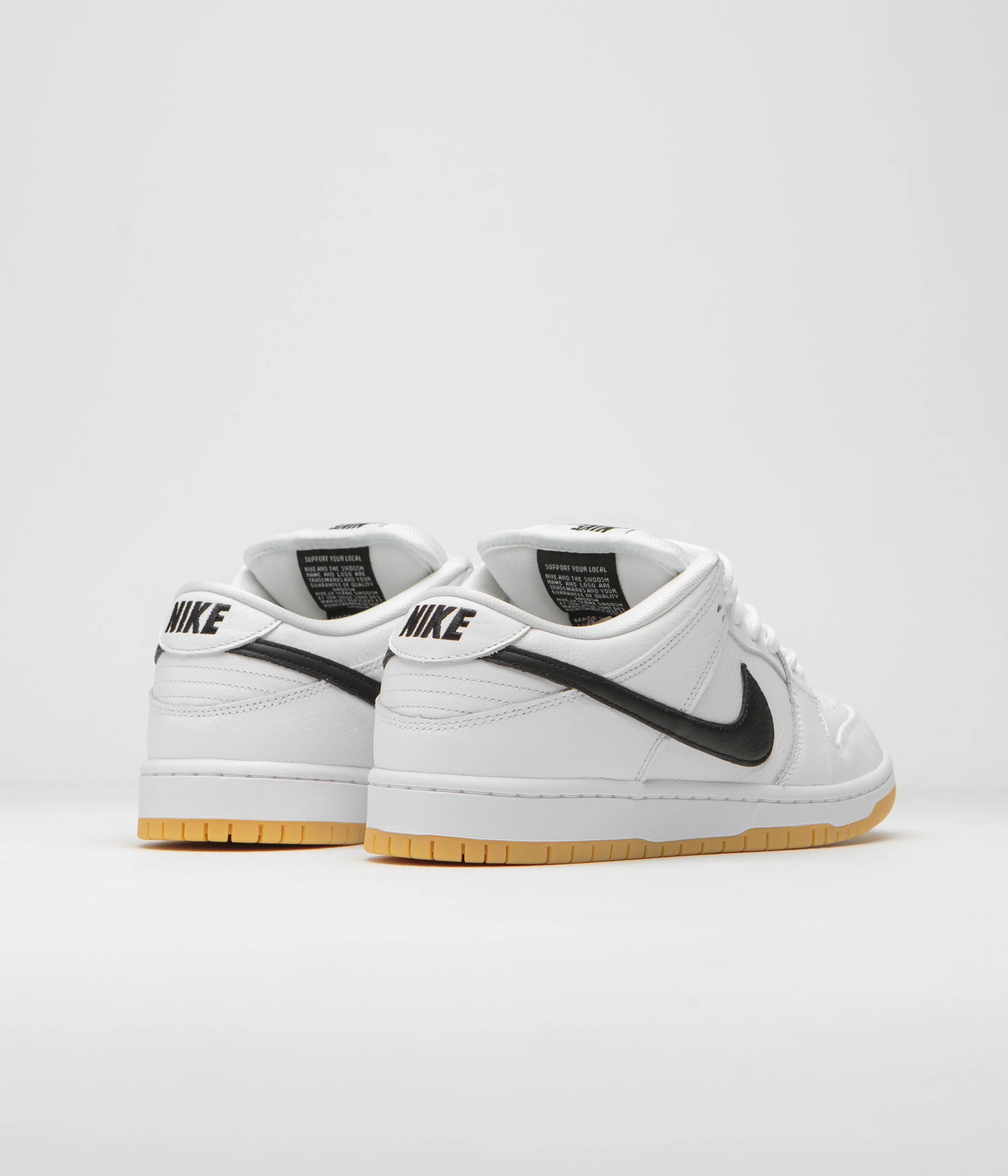 Nike SB Dunk Low Pro Shoes - White / Black - White - Gum Light Brown - Image 5