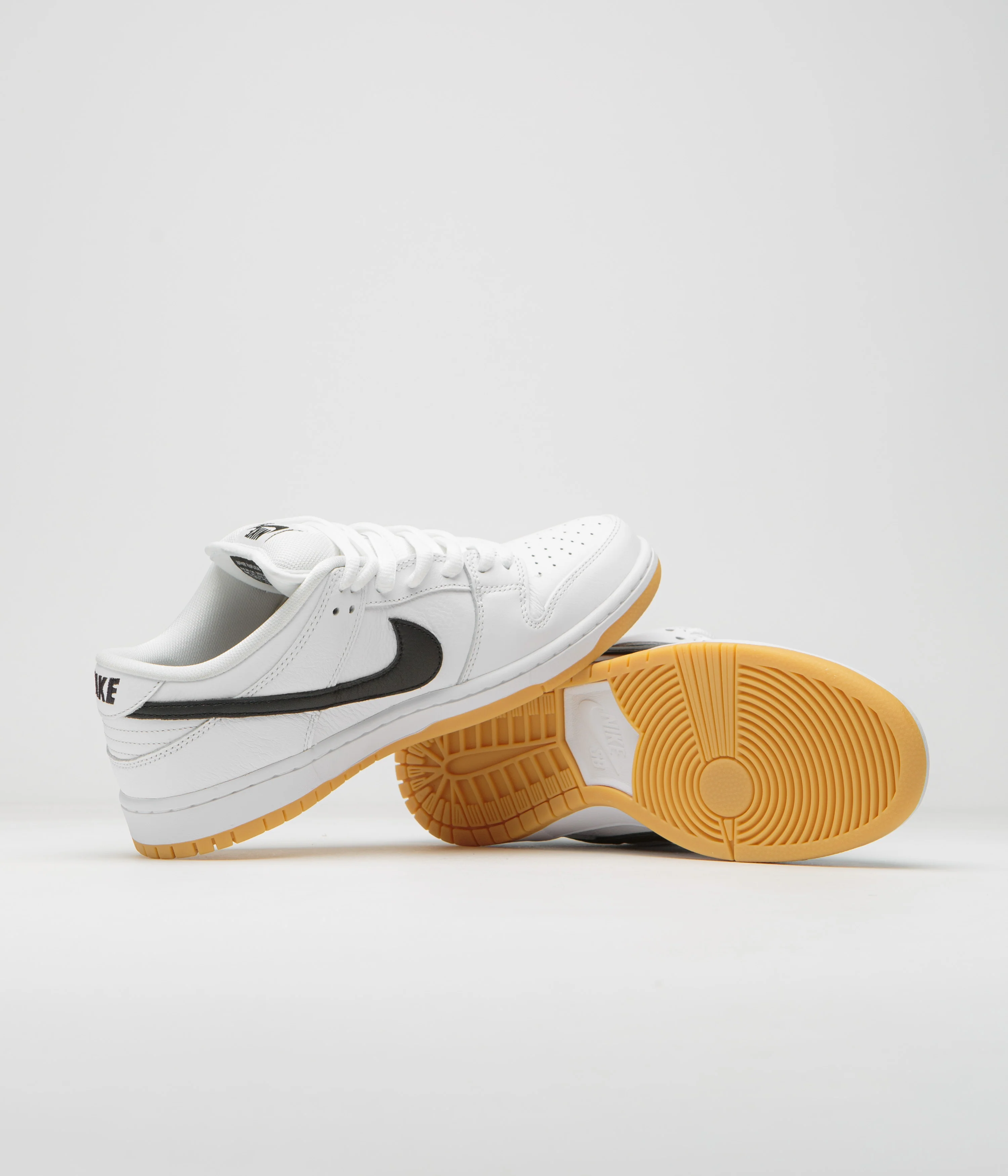 Nike SB Dunk Low Pro Shoes - White / Black - White - Gum Light Brown - Image 6