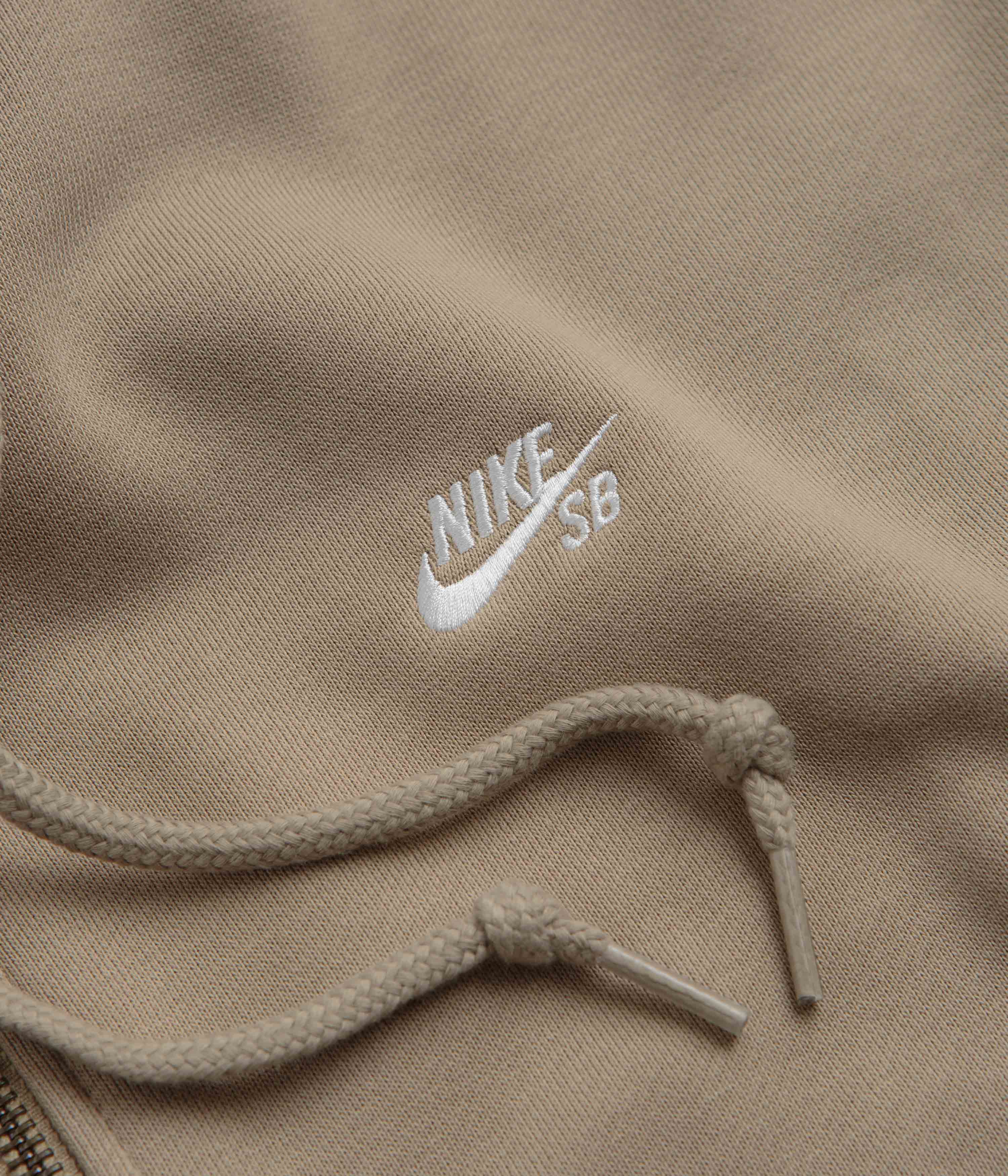 Nike SB Essential Logo Full Zip Hoodie - Khaki / White - Image 3