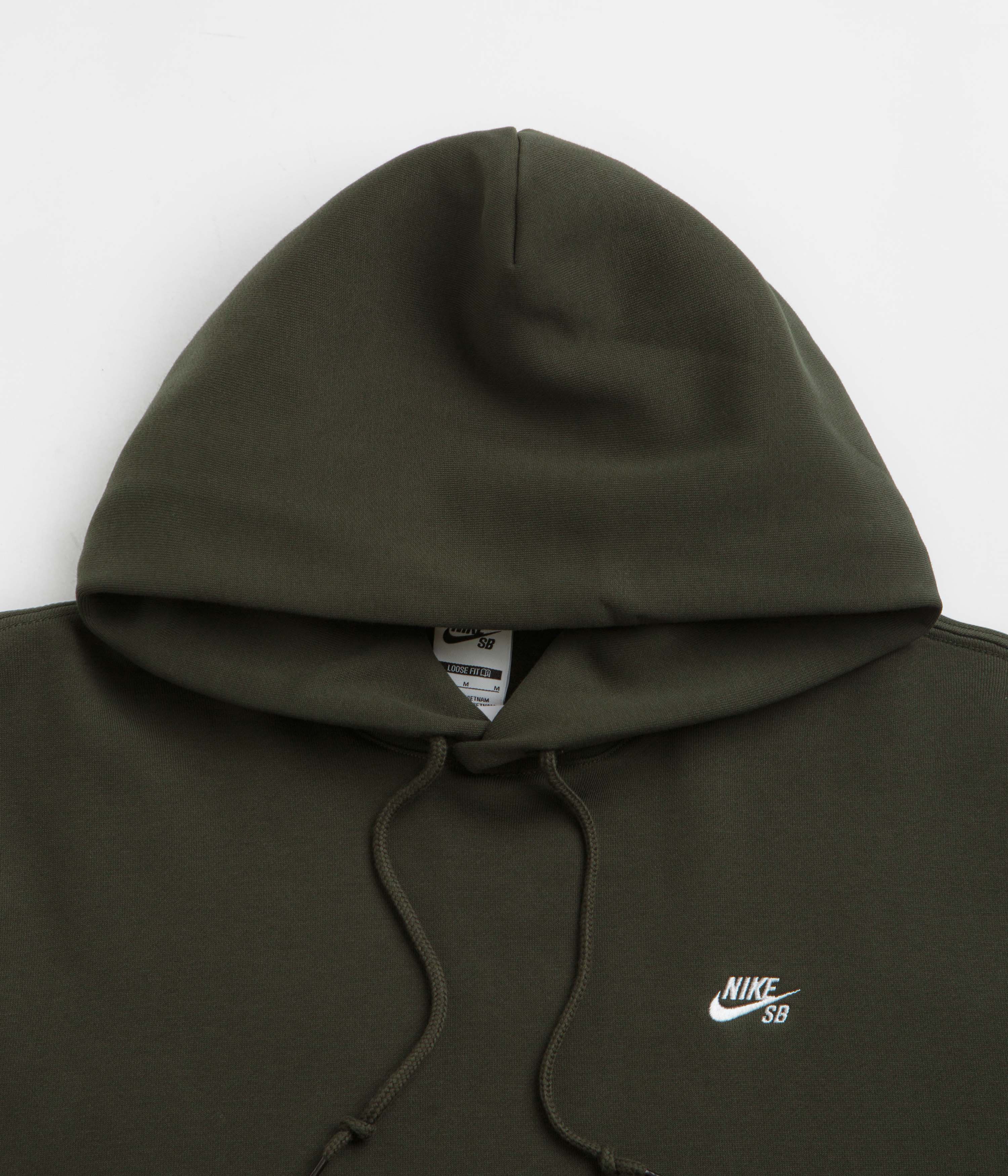 Nike SB Essential Small Logo Hoodie - Sequoia / White - Image 3