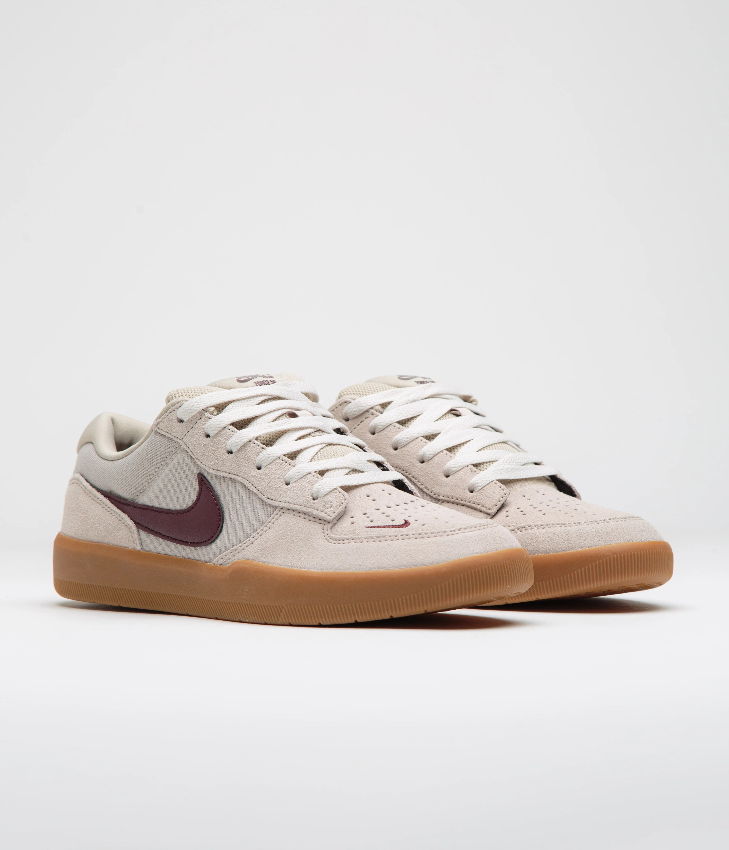 Nike SB Force 58 Shoes - Cream II / Burgundy Crush - Gum Light Brown - Image 2