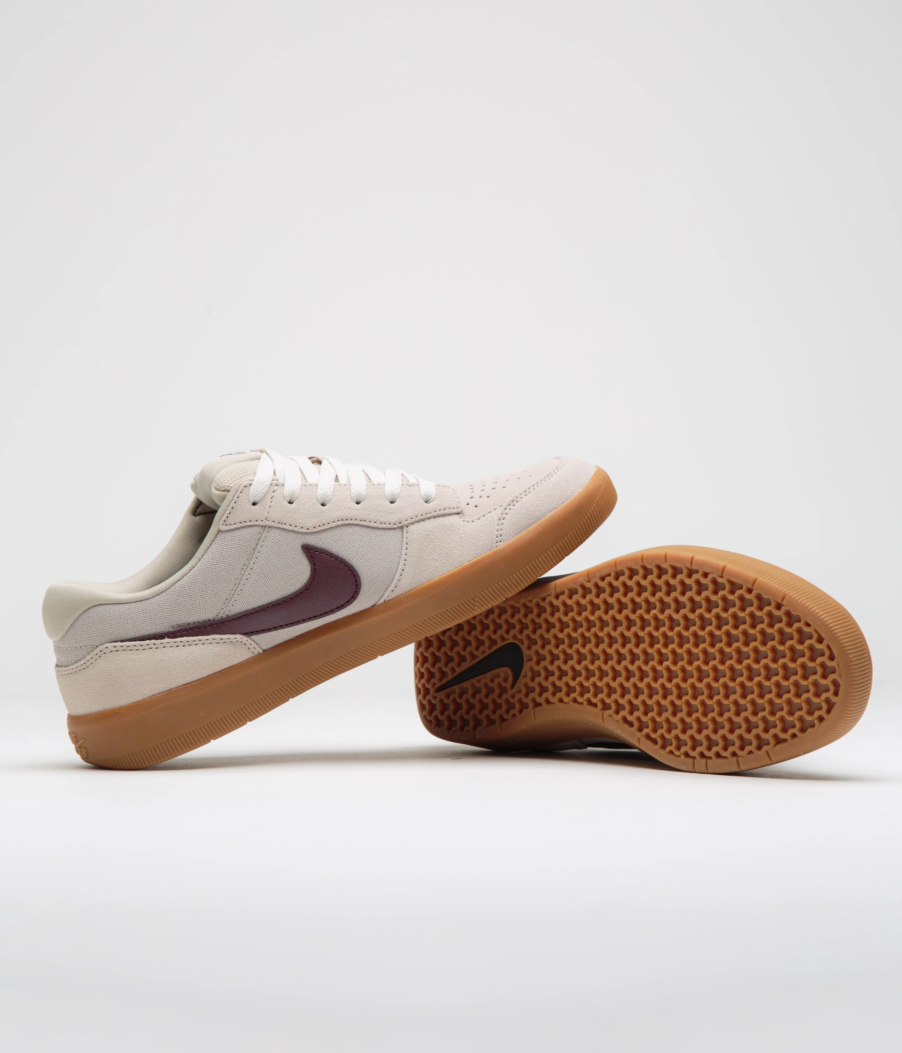 Nike SB Force 58 Shoes - Cream II / Burgundy Crush - Gum Light Brown - Image 5