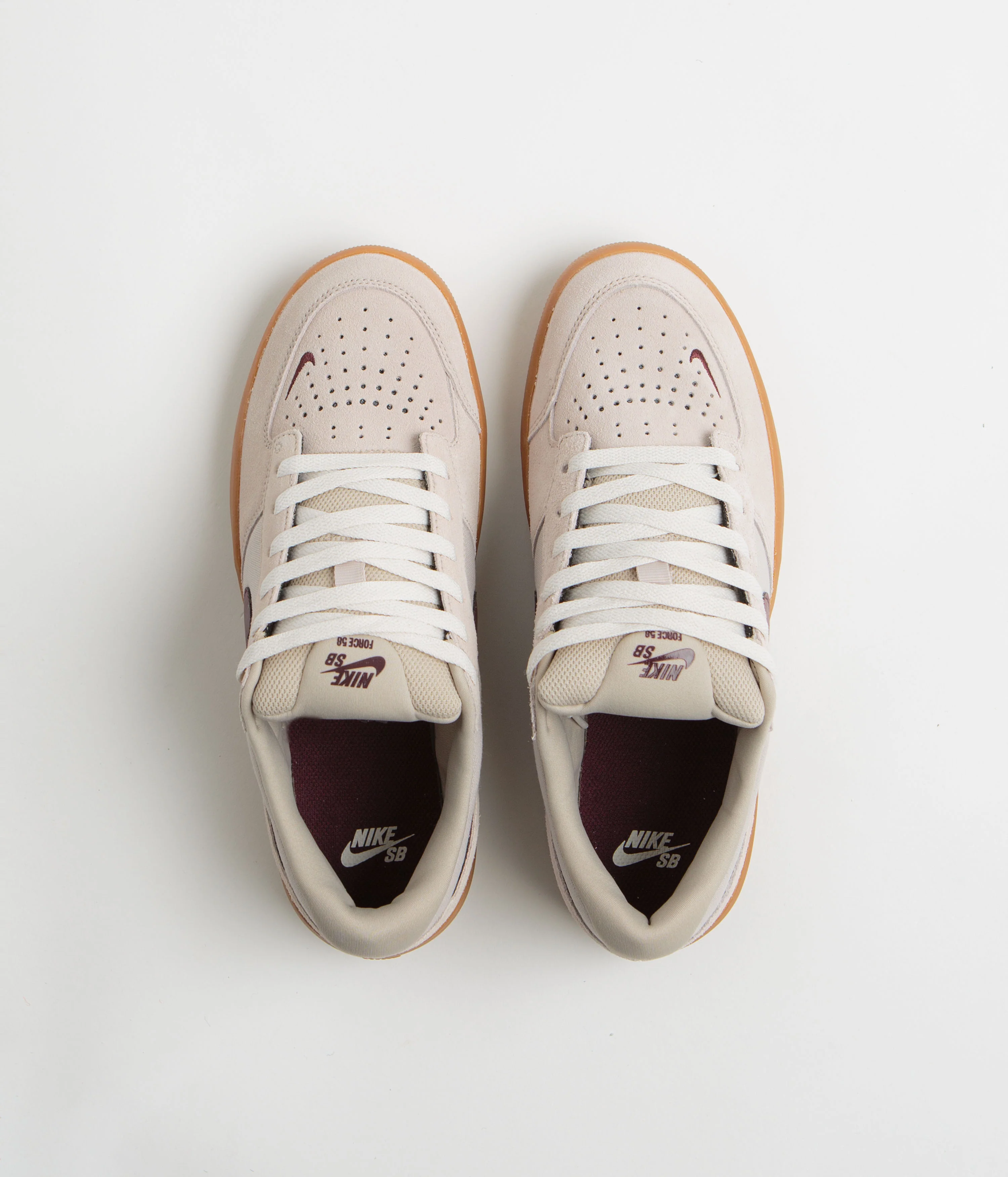 Nike SB Force 58 Shoes - Cream II / Burgundy Crush - Gum Light Brown - Image 7
