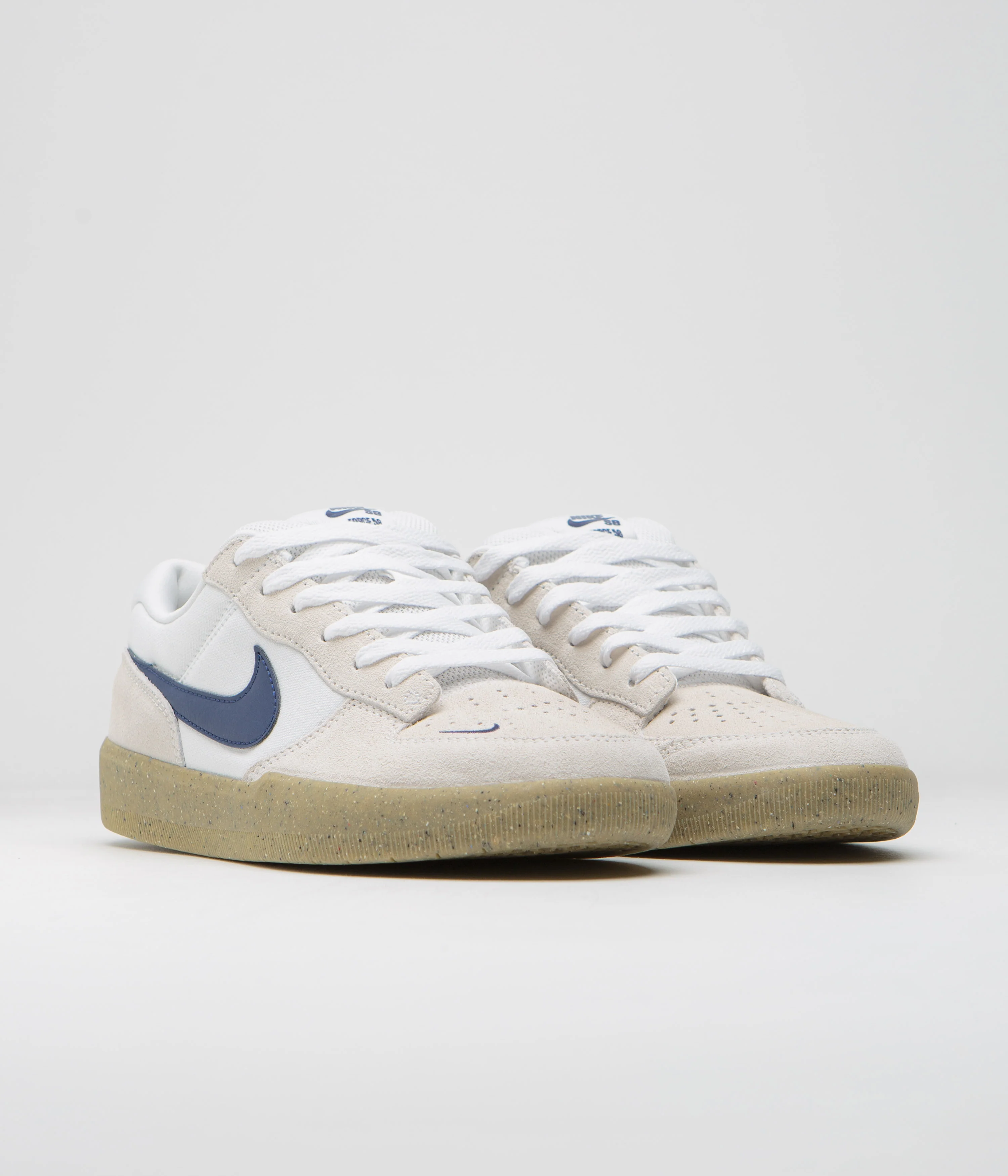 Nike SB Force 58 Shoes - White / Navy - White - Gum Light Brown - Image 2