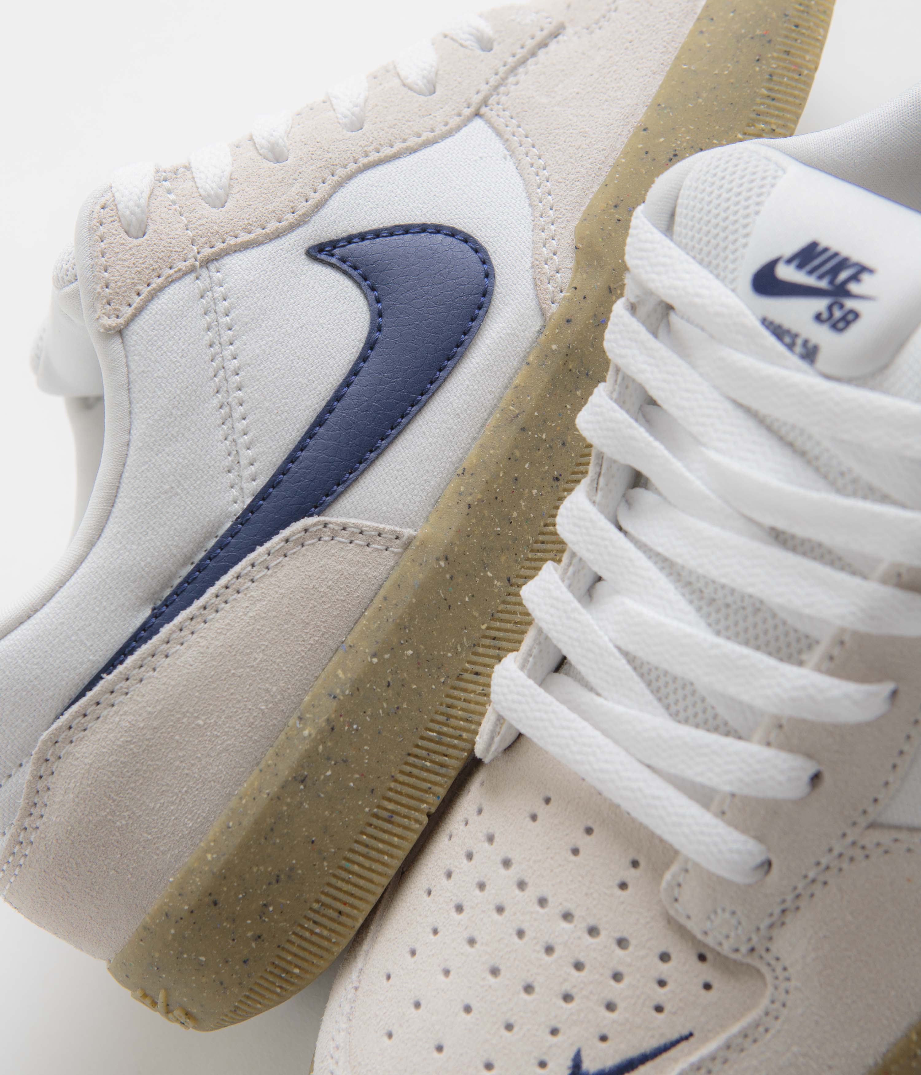Nike SB Force 58 Shoes - White / Navy - White - Gum Light Brown - Image 3