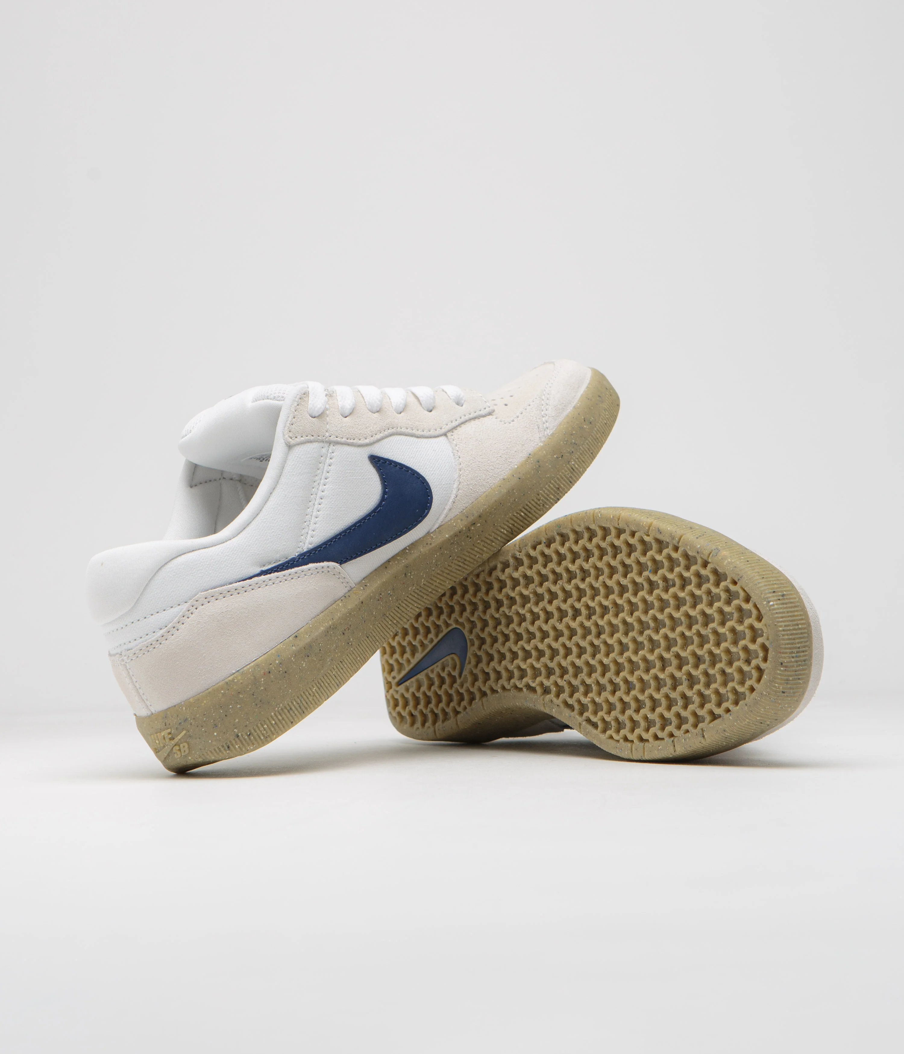 Nike SB Force 58 Shoes - White / Navy - White - Gum Light Brown - Image 5