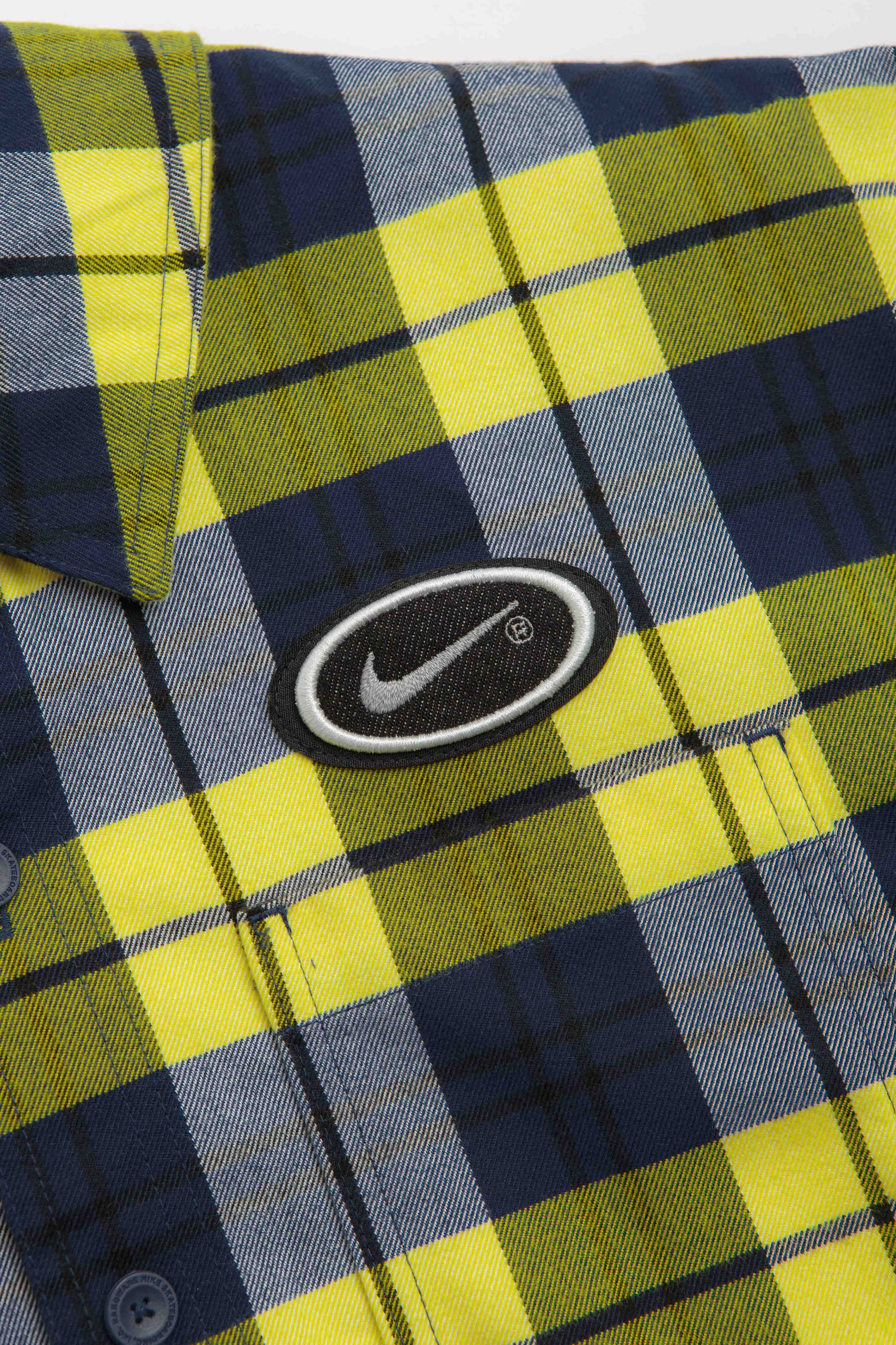 Nike SB Koston Flannel Shirt - Midnight Navy / Speed Yellow - Image 3