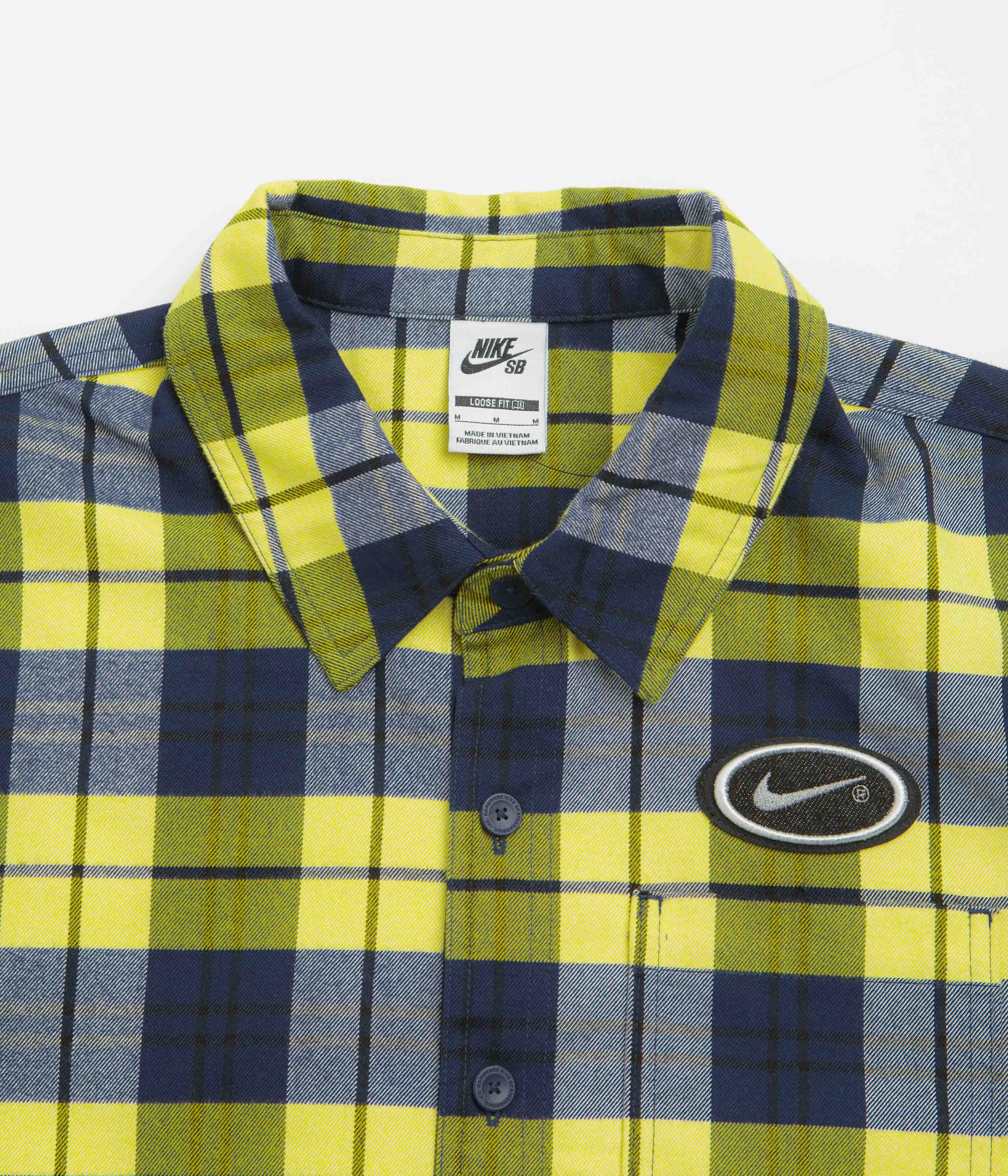 Nike SB Koston Flannel Shirt - Midnight Navy / Speed Yellow - Image 5