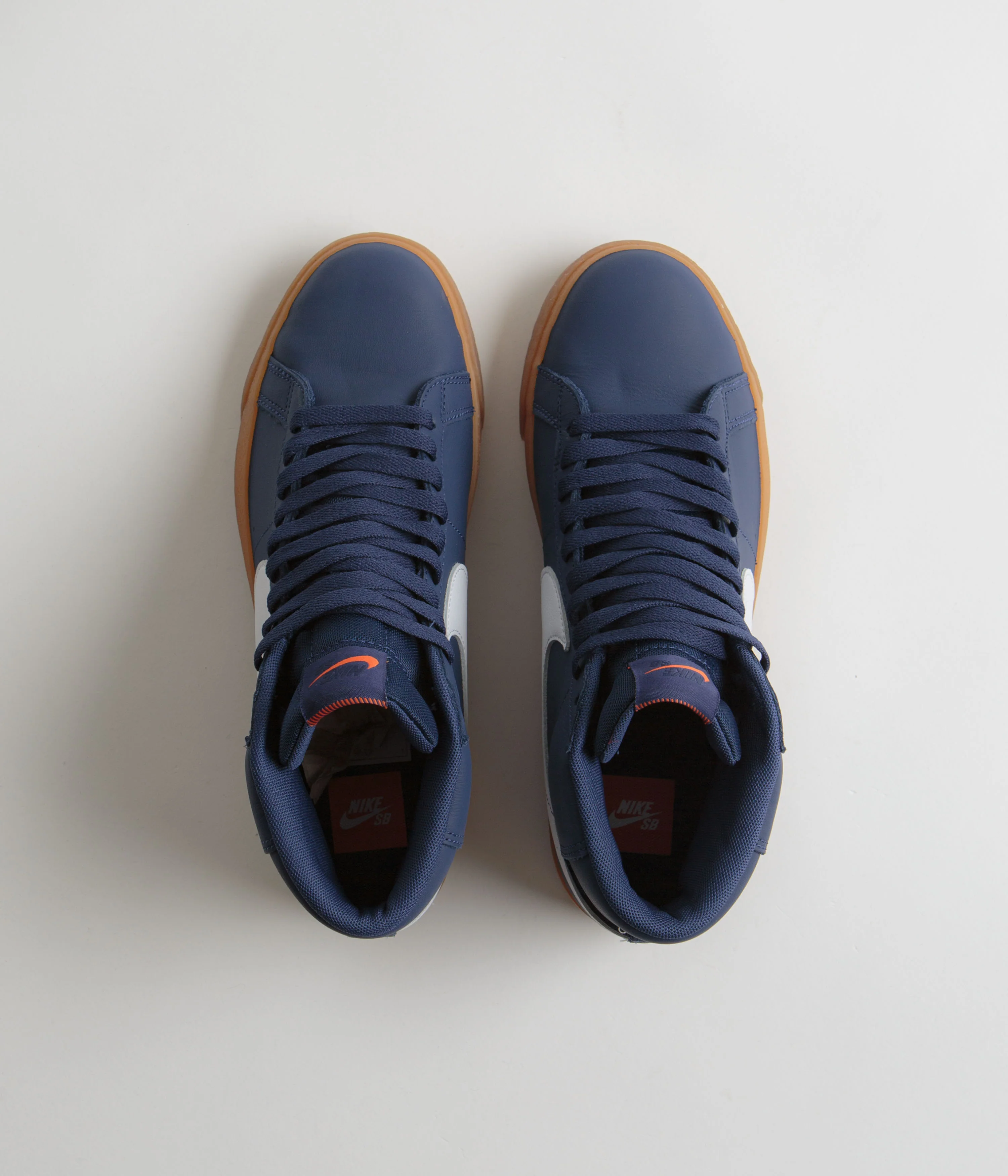Nike SB Orange Label Blazer Mid Shoes - Navy / White - Navy - Gum Light Brown - Image 7