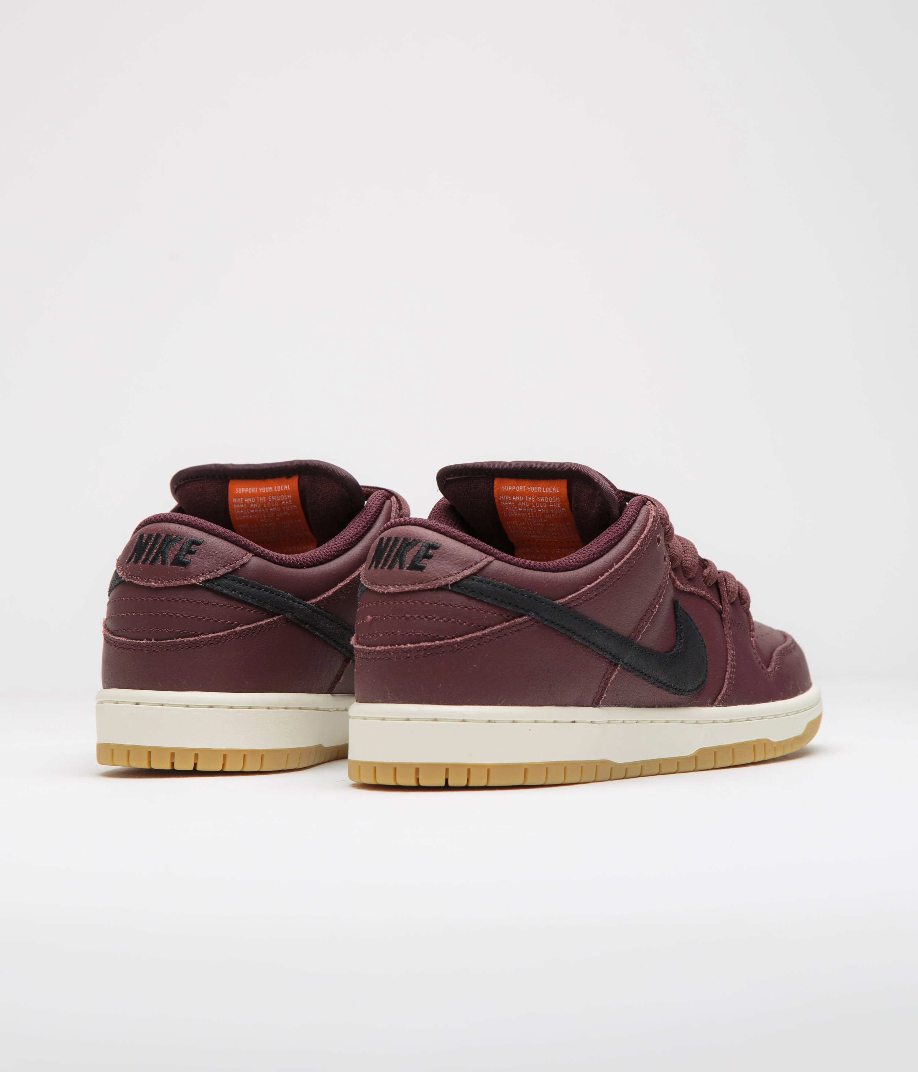 Nike SB Orange Label Dunk Low Pro Shoes - Burgundy Crush / Black - Mystic Dates - Sail - Image 4