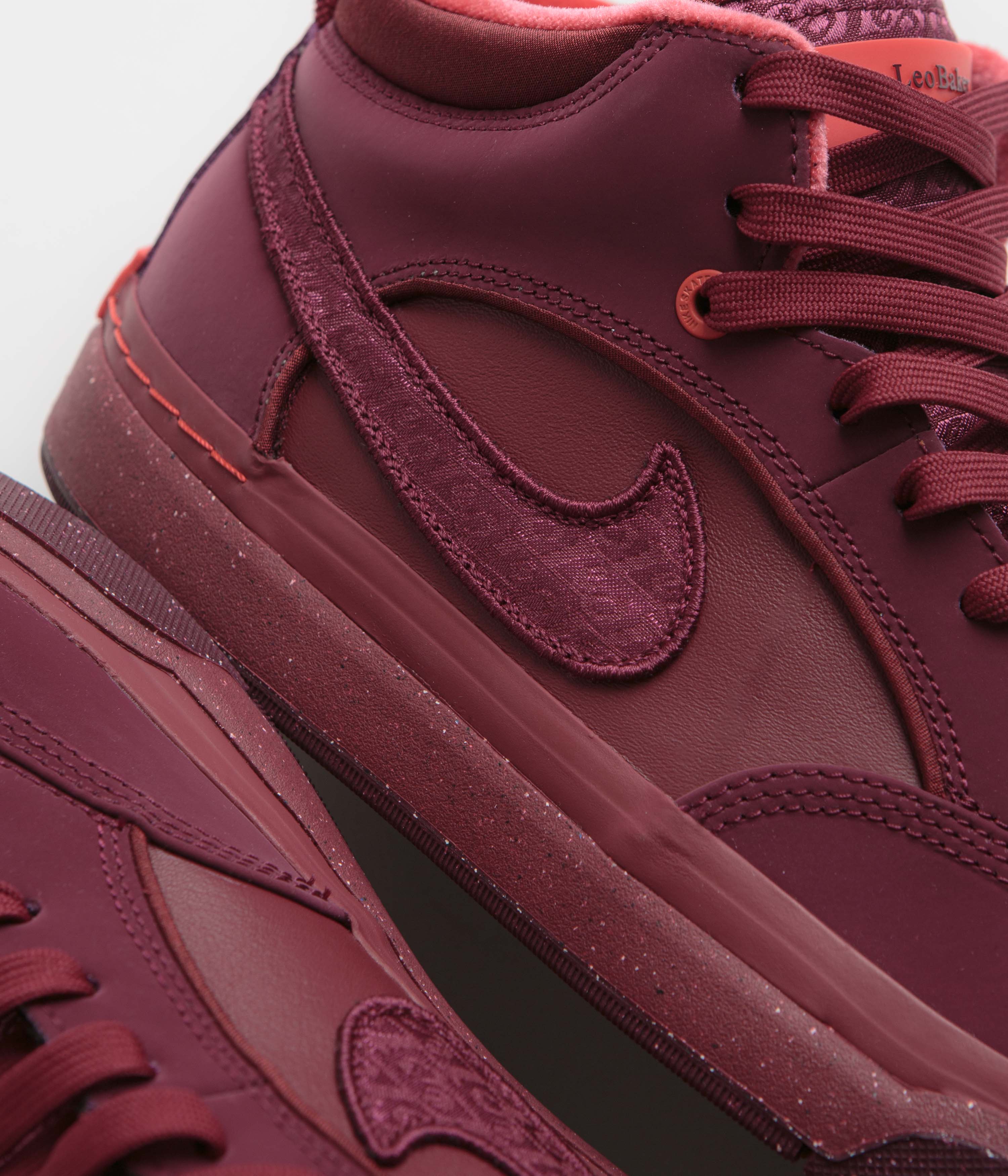 Nike SB React Leo Premium Shoes - Dark Beetroot / Dark Beetroot - Team Red - Image 3