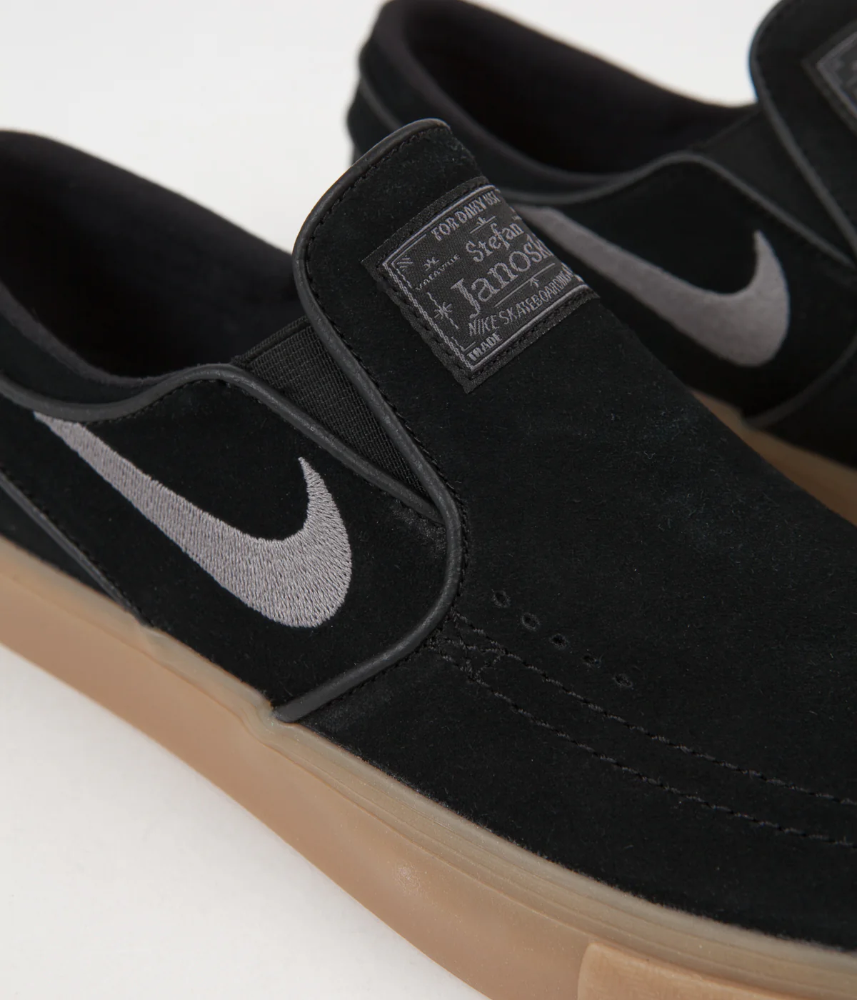 Nike SB Stefan Janoski Slip On Shoes - Black / Gunsmoke - Gum Light Brown - Image 3