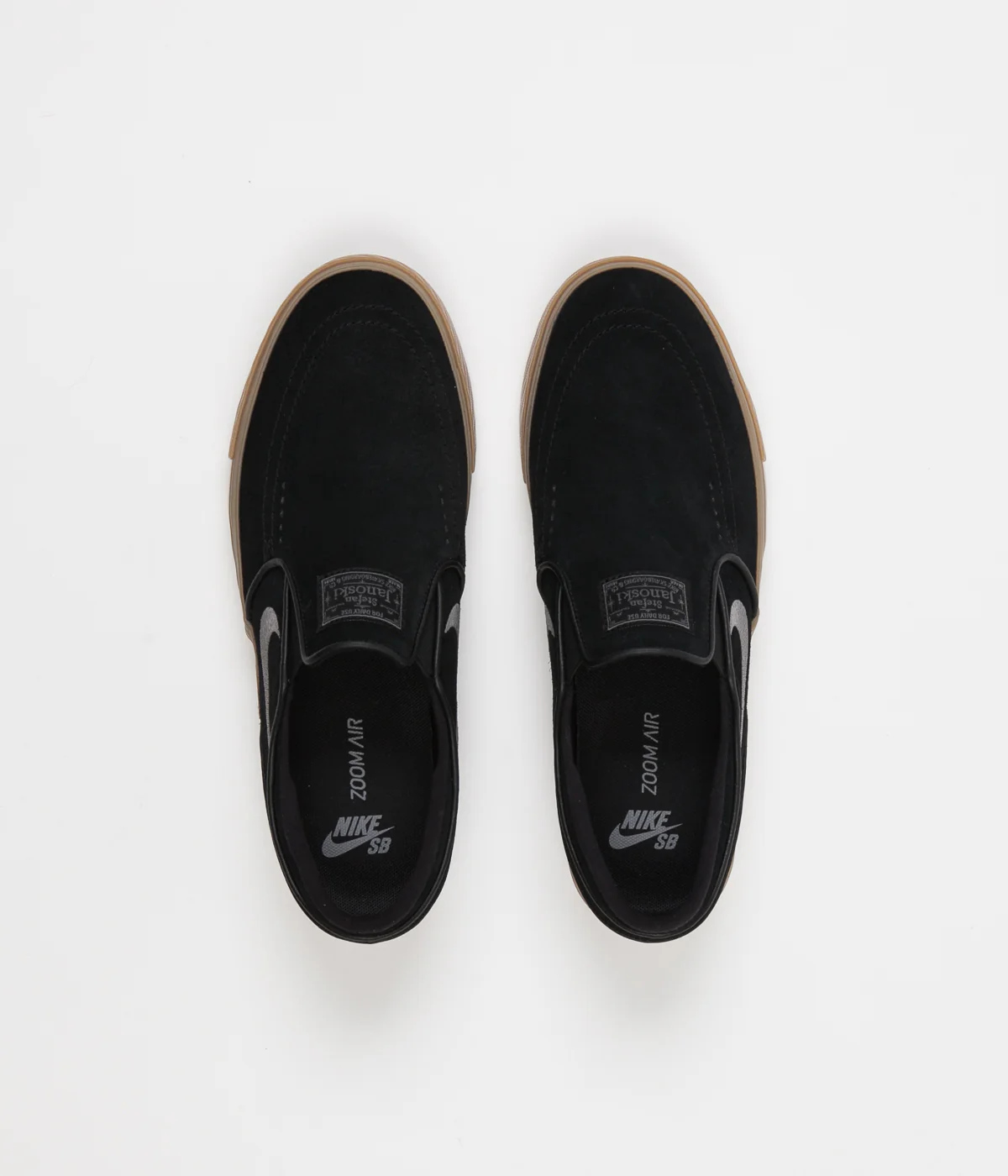 Nike SB Stefan Janoski Slip On Shoes - Black / Gunsmoke - Gum Light Brown - Image 7