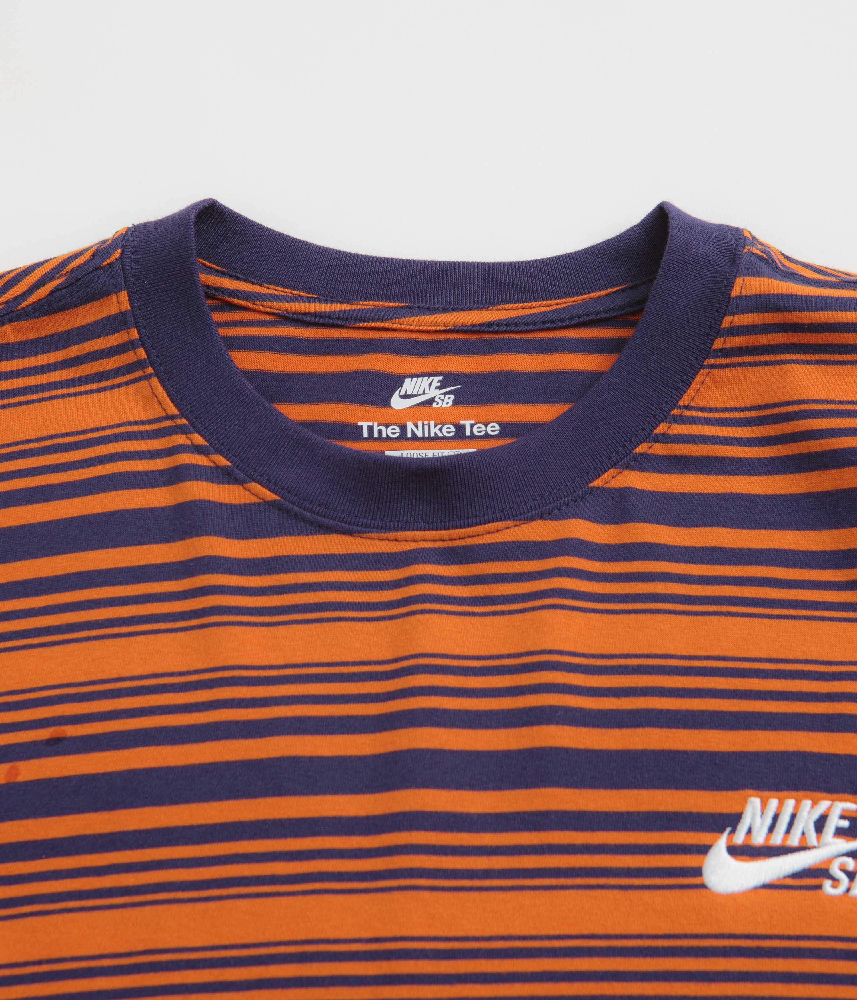 Nike SB Stripe Long Sleeve T-Shirt - Purple Ink / Campfire Orange - Image 2