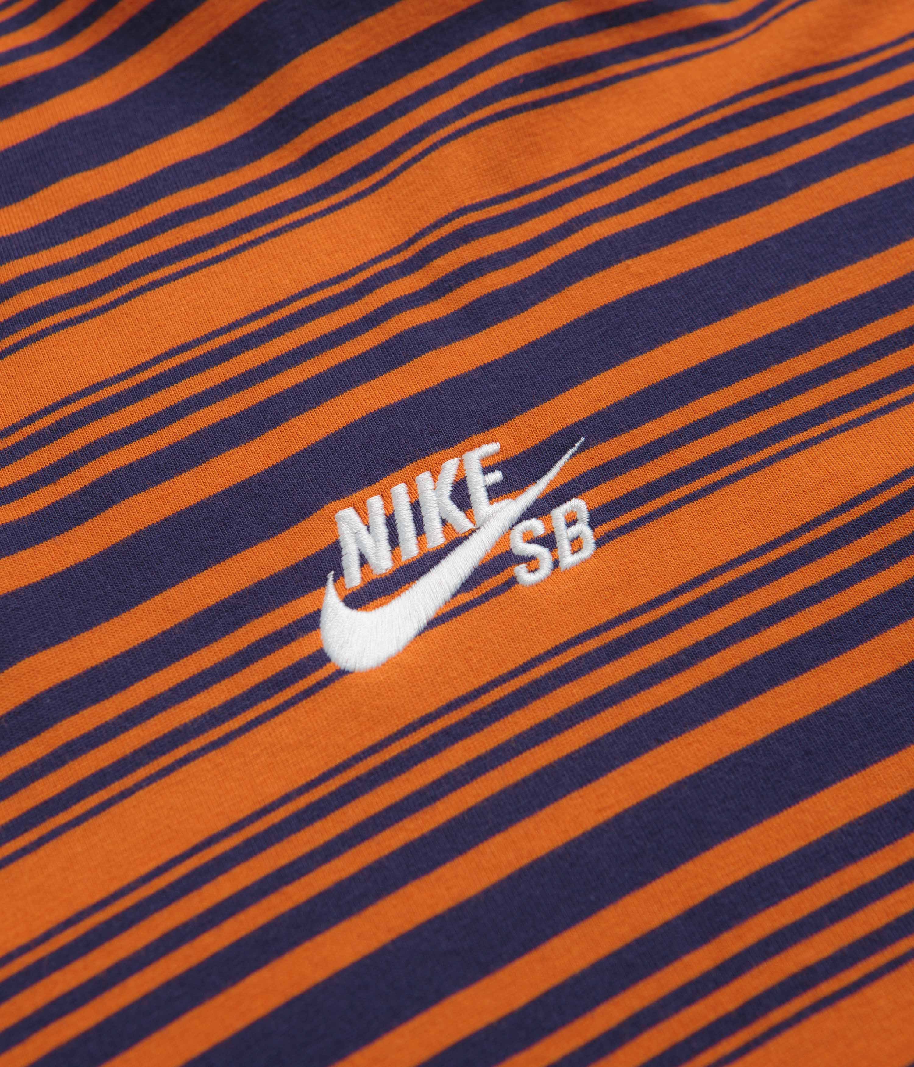 Nike SB Stripe Long Sleeve T-Shirt - Purple Ink / Campfire Orange - Image 3