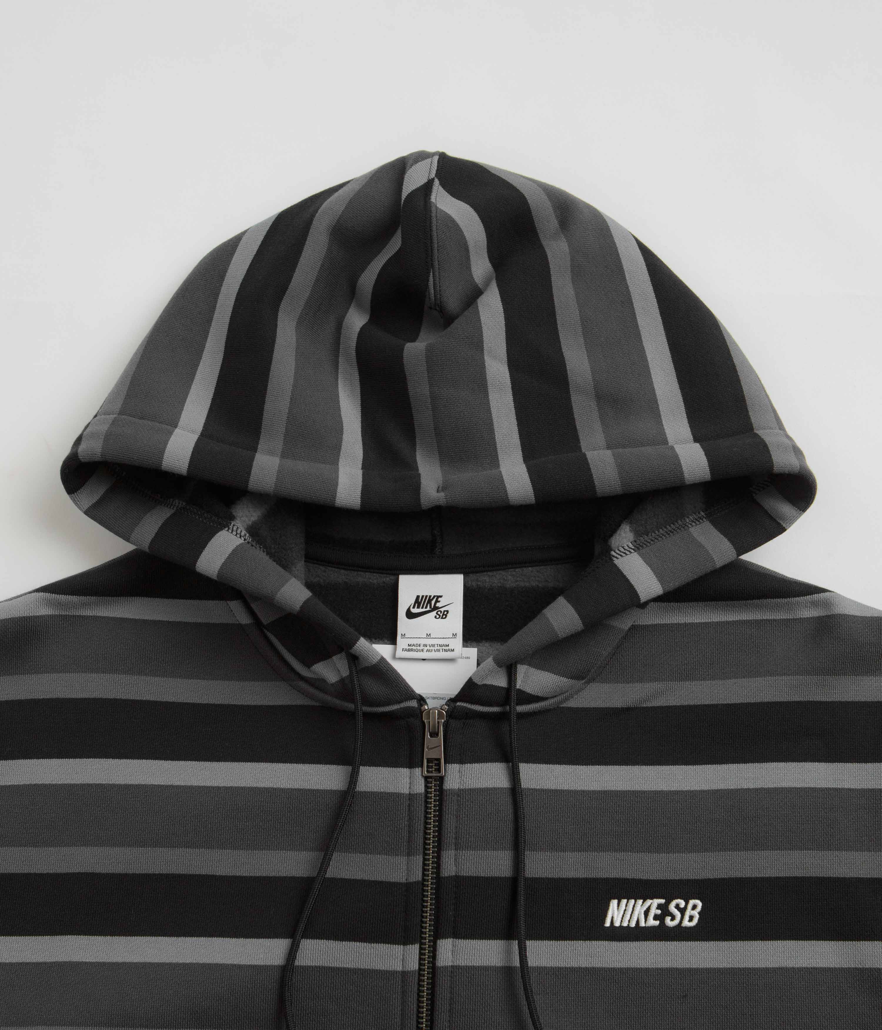 Nike SB Striped Full Zip Hoodie - Cool Grey / Anthracite / White - Image 2
