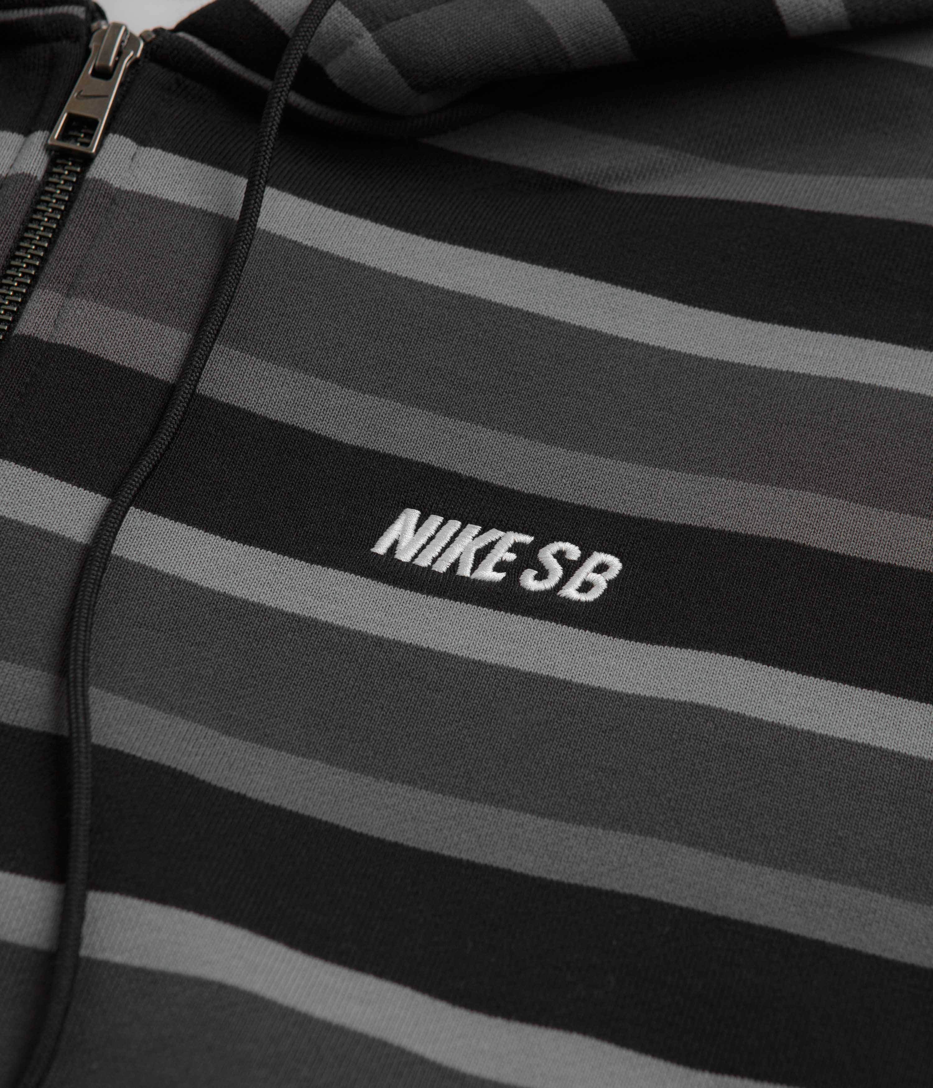 Nike SB Striped Full Zip Hoodie - Cool Grey / Anthracite / White - Image 3