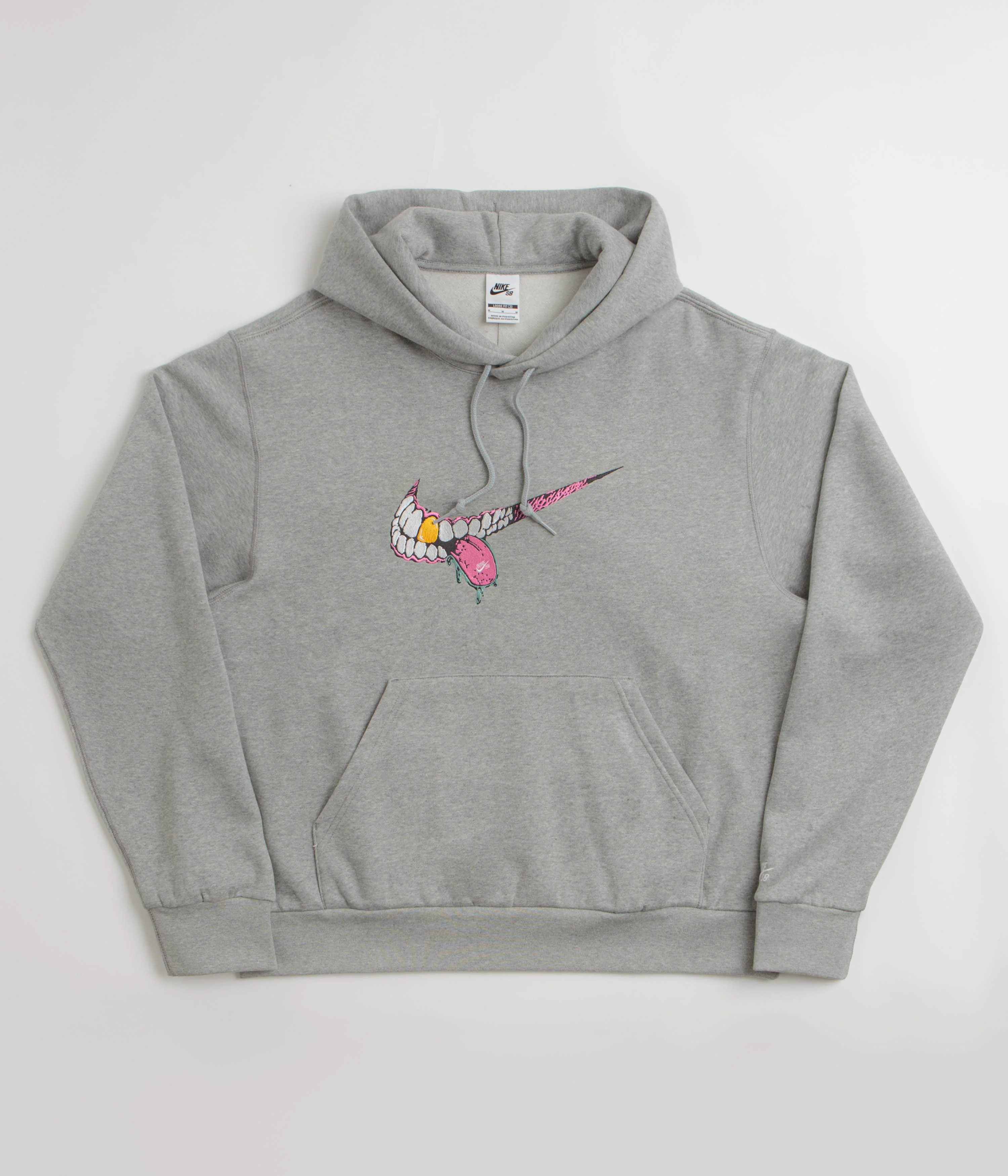 Nike SB Swoosh Grill Hoodie - Dark Grey Heather / White