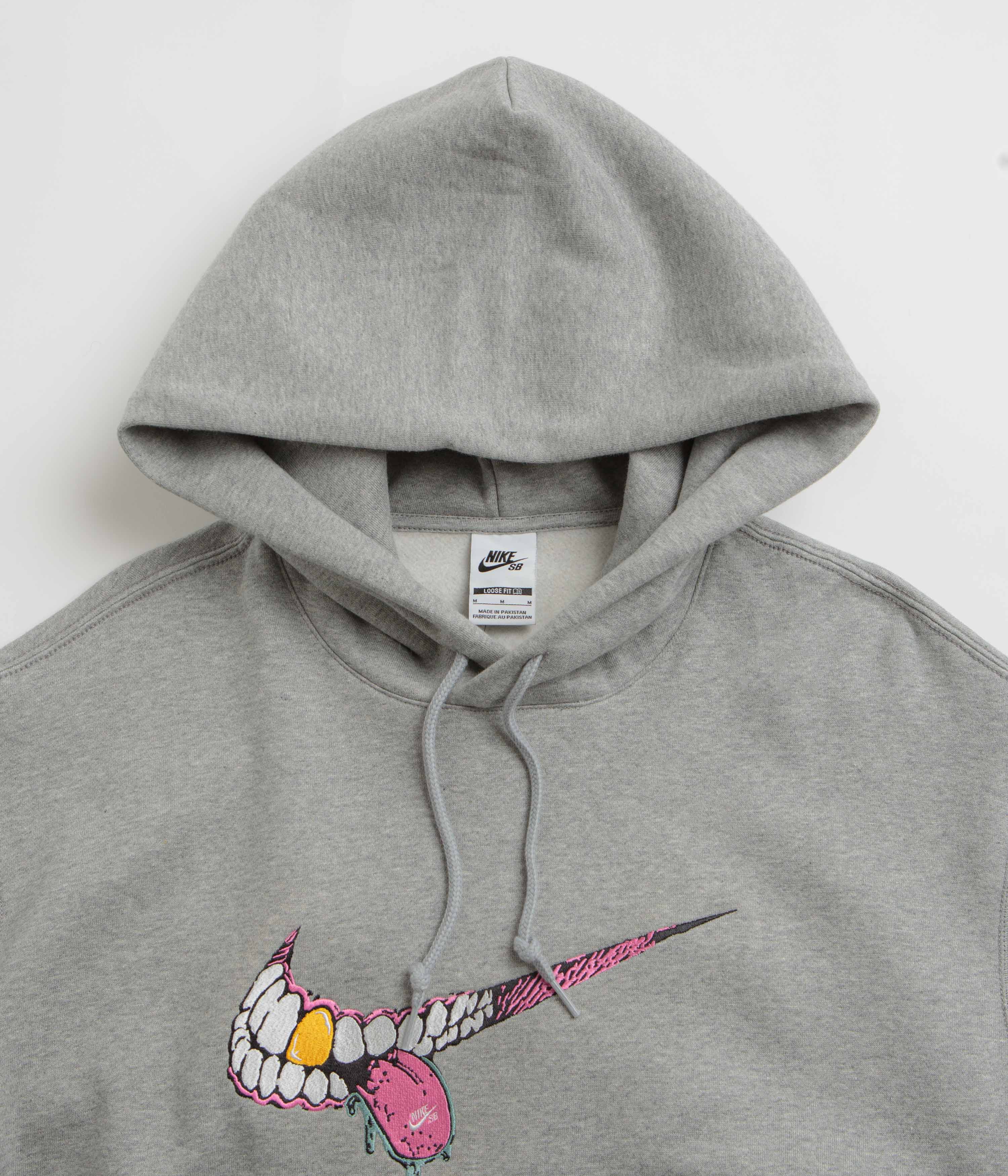 Nike SB Swoosh Grill Hoodie - Dark Grey Heather / White - Image 2