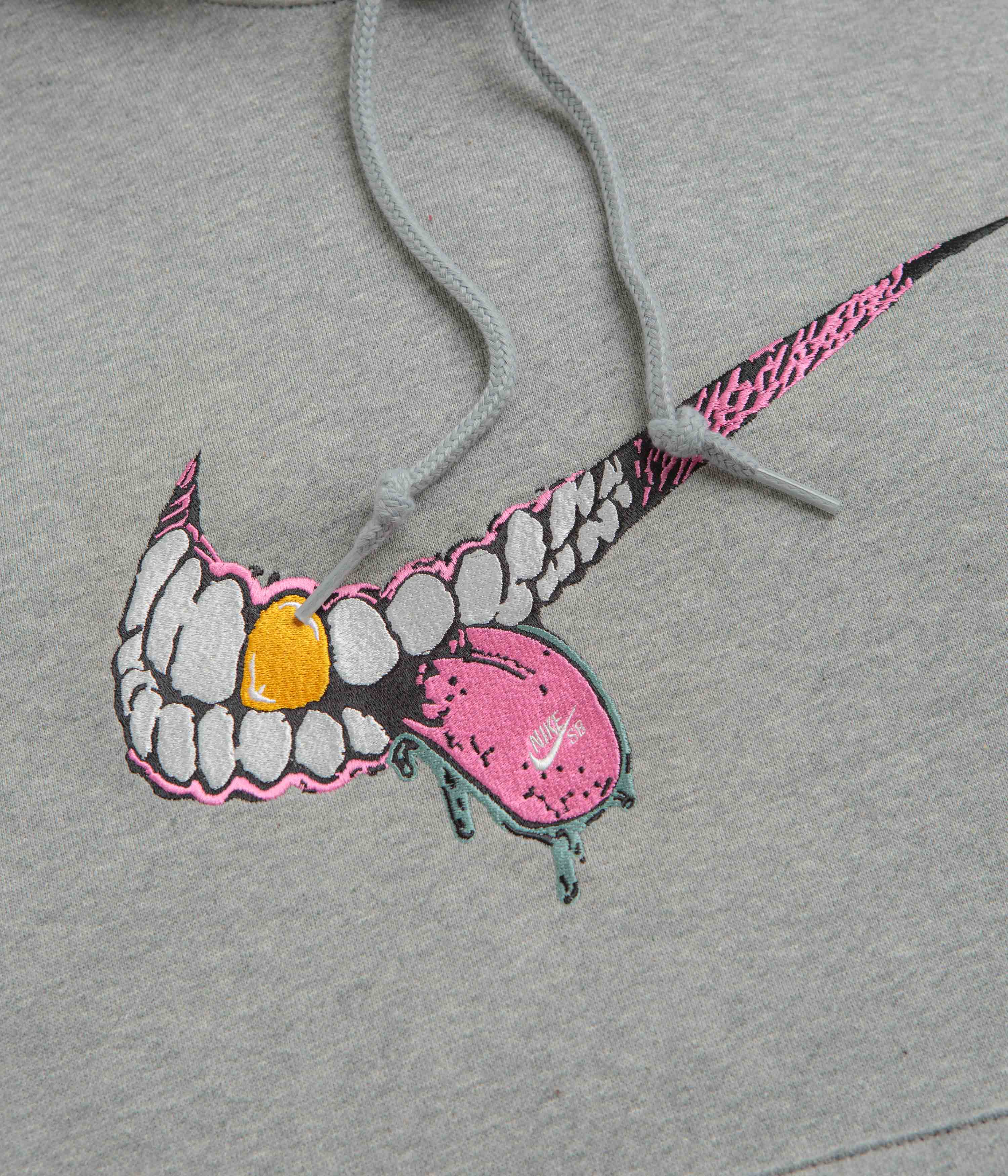 Nike SB Swoosh Grill Hoodie - Dark Grey Heather / White - Image 3