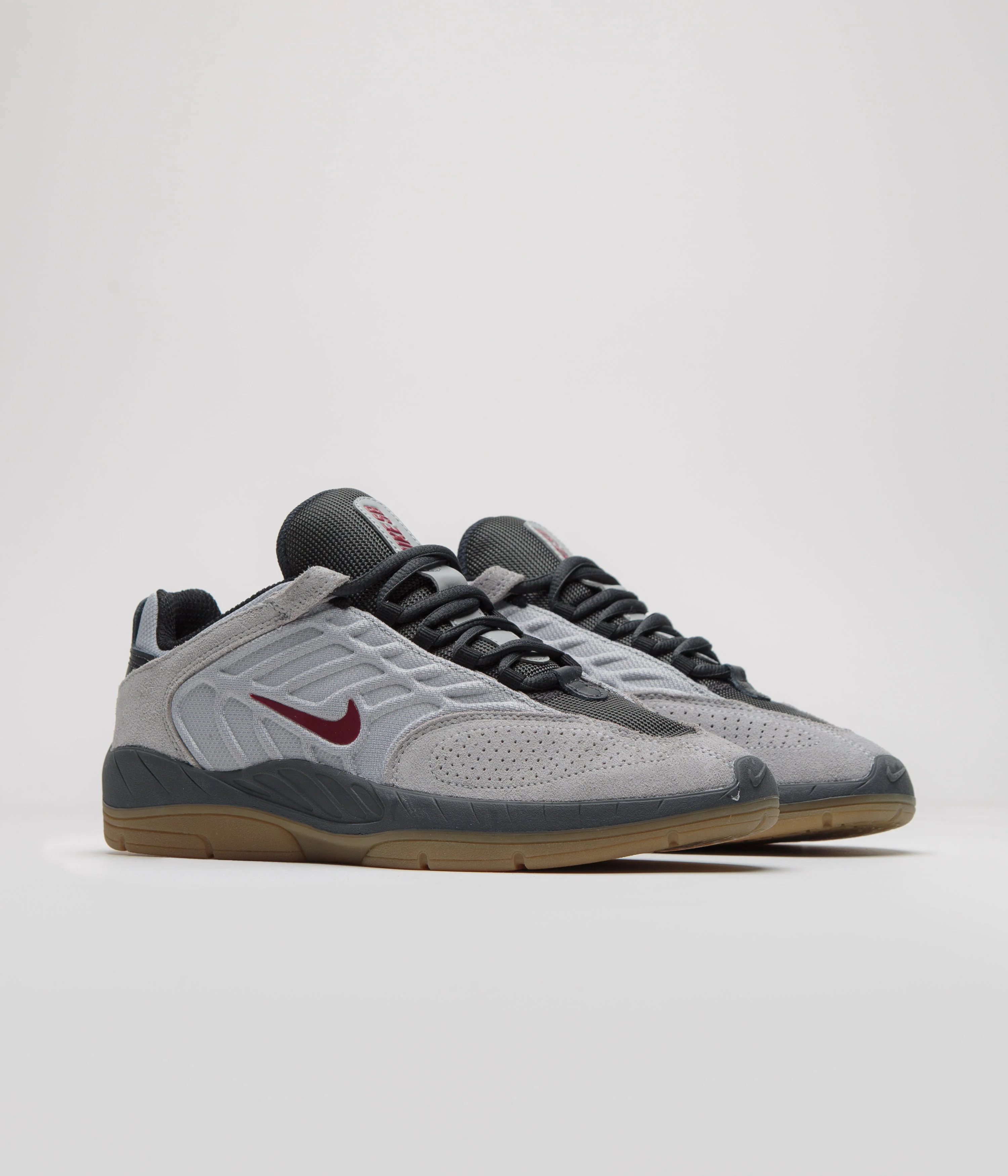 Nike SB Vertebrae Shoes - Light Smoke Grey / Dark Team Red - Image 2