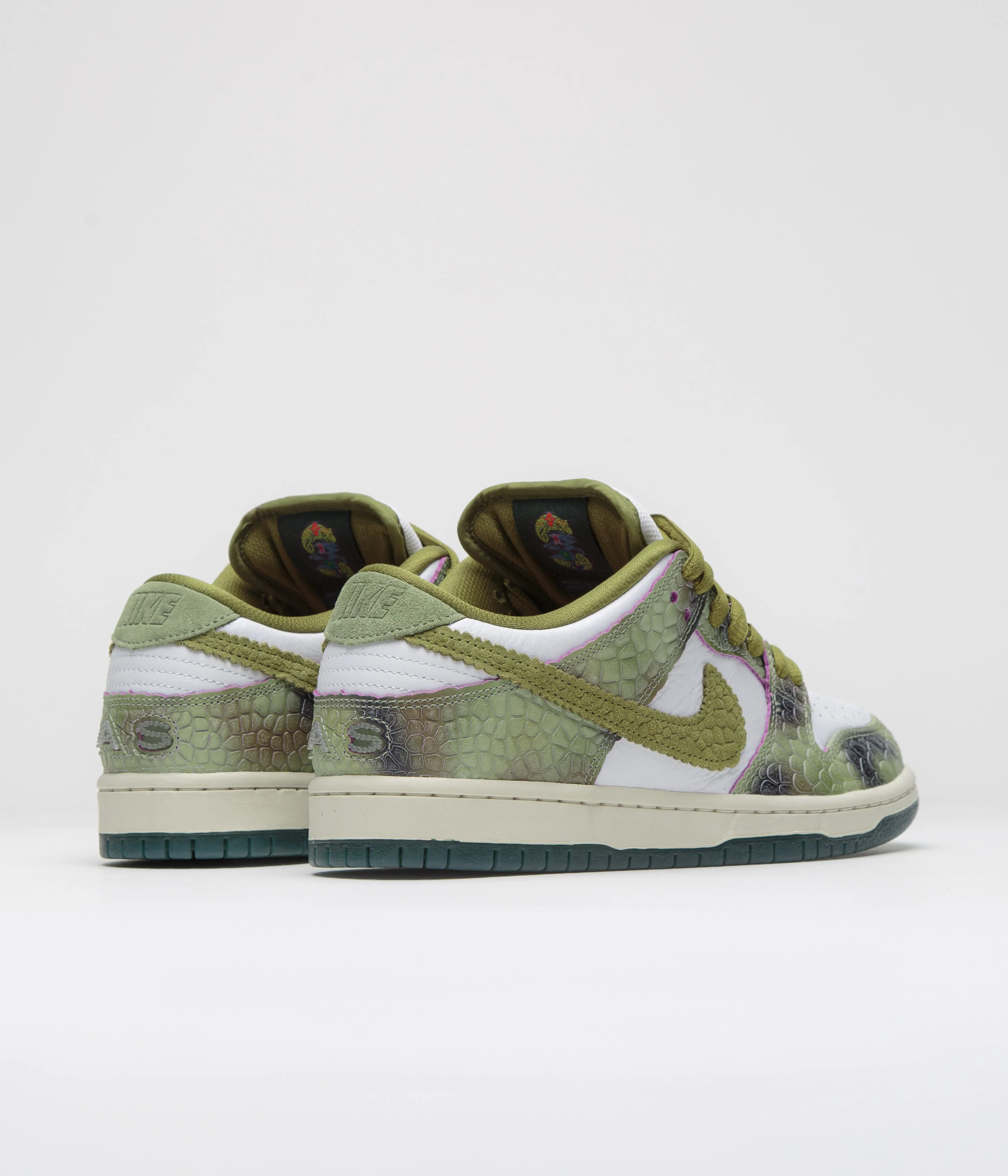 Nike SB x Alexis Sablone Dunk Low Pro 'Chameleon' Shoes - Oil Green / Desert Moss - White - Image 4