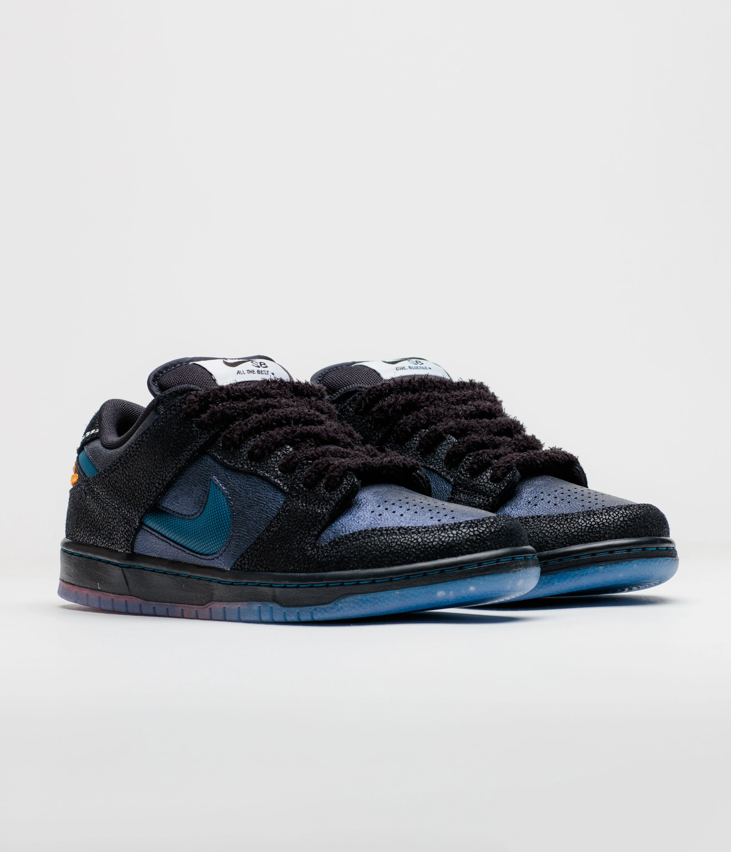 Nike SB x Bluetile Dunk Low Pro Shoes - Black / Marina - White - Campfire Orange - Image 2