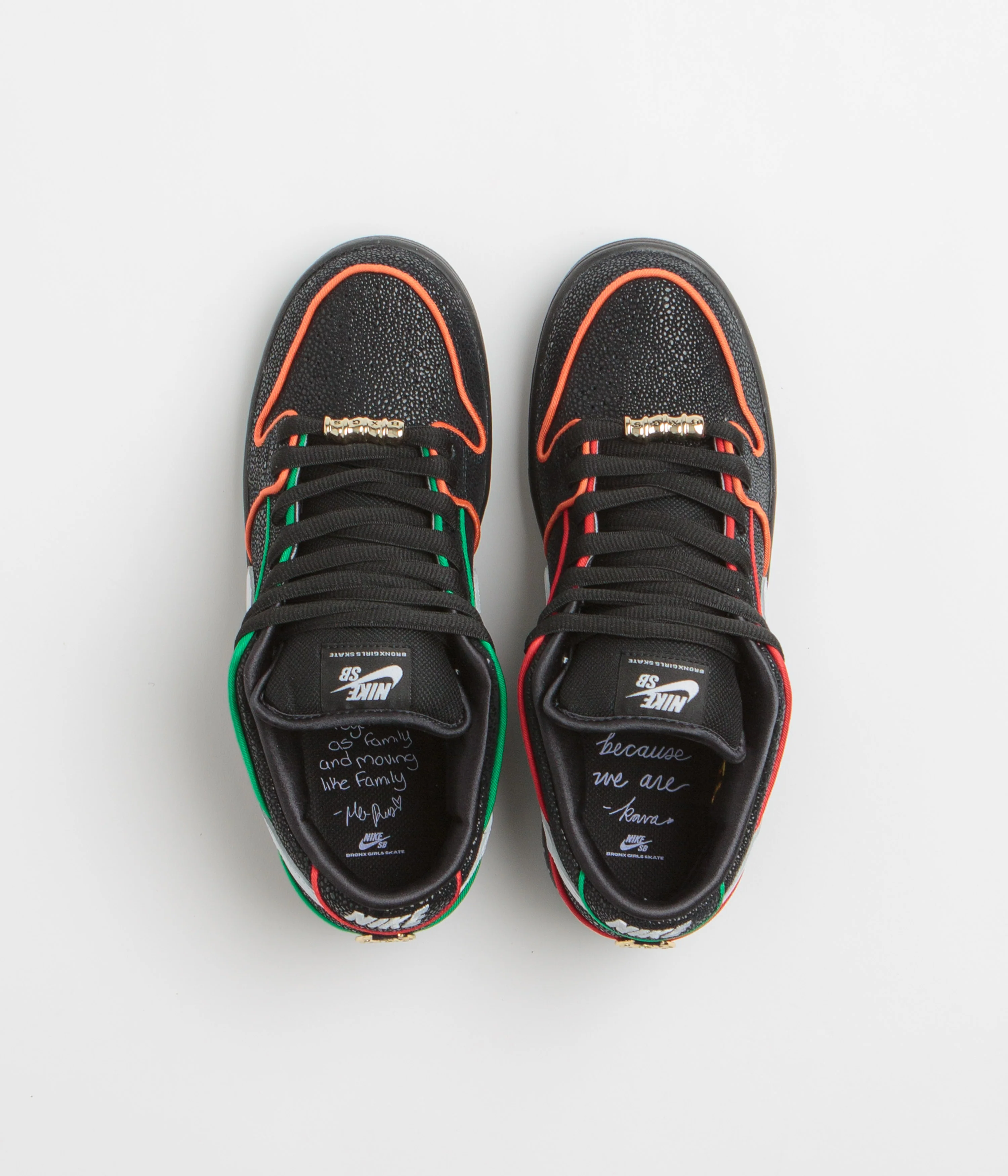 Nike SB x Bronx Girls Skate Dunk Low Pro Shoes - Black / White - Challenge Red - Total Orange - Image 9