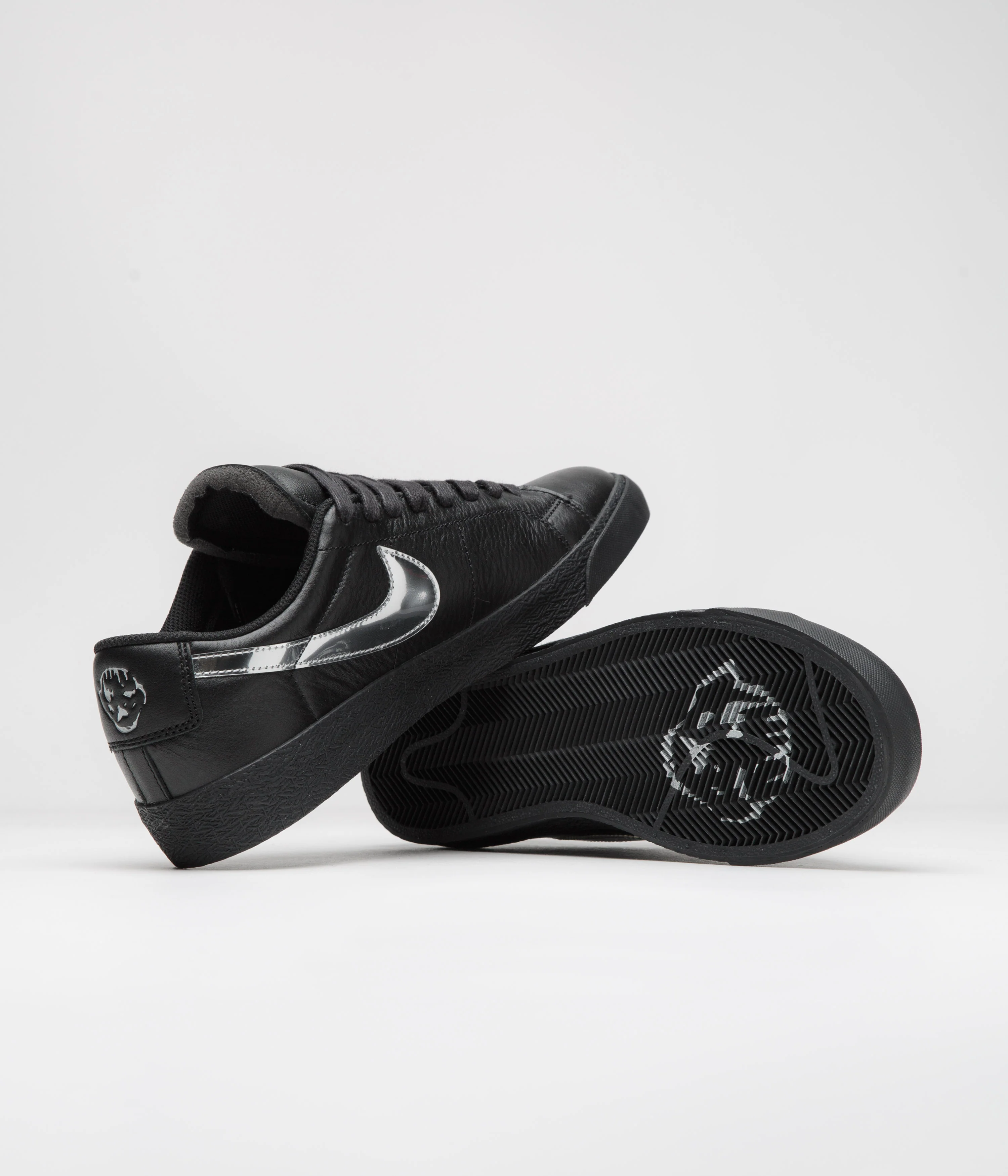 Nike SB x Dancer Skateboards Blazer Low Shoes - Black / Metallic Silver / Black - Image 5